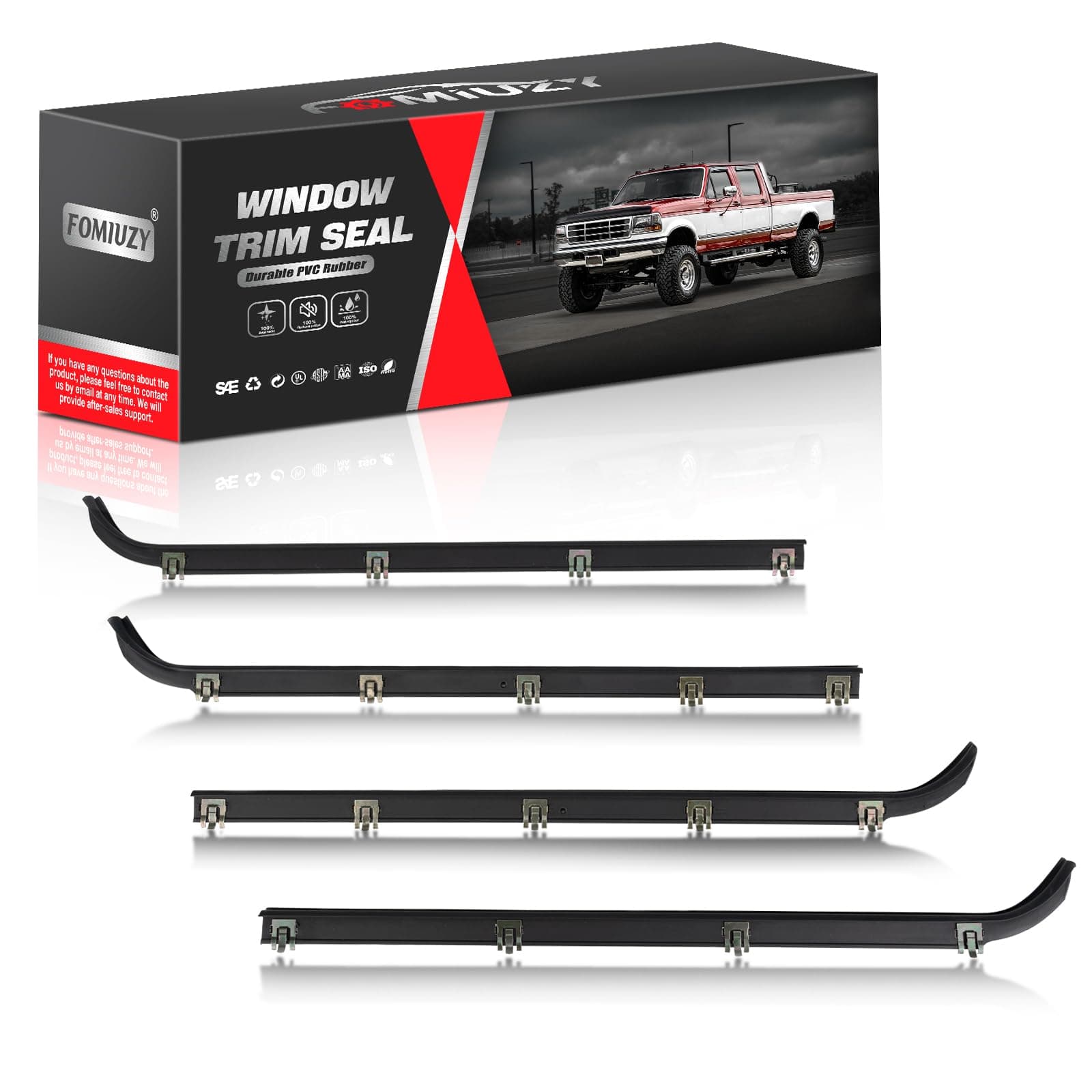 Front Door Window Molding Sweep Felt Trim Seal Weather Stripping Kit Fit for Ford F150 F-150 F250 F350 Bronco 1987-1997 Replaces E7TZ1521452A E7TZ1521453A F2TZ1521456A F2TZ1521457A(4Pcs)