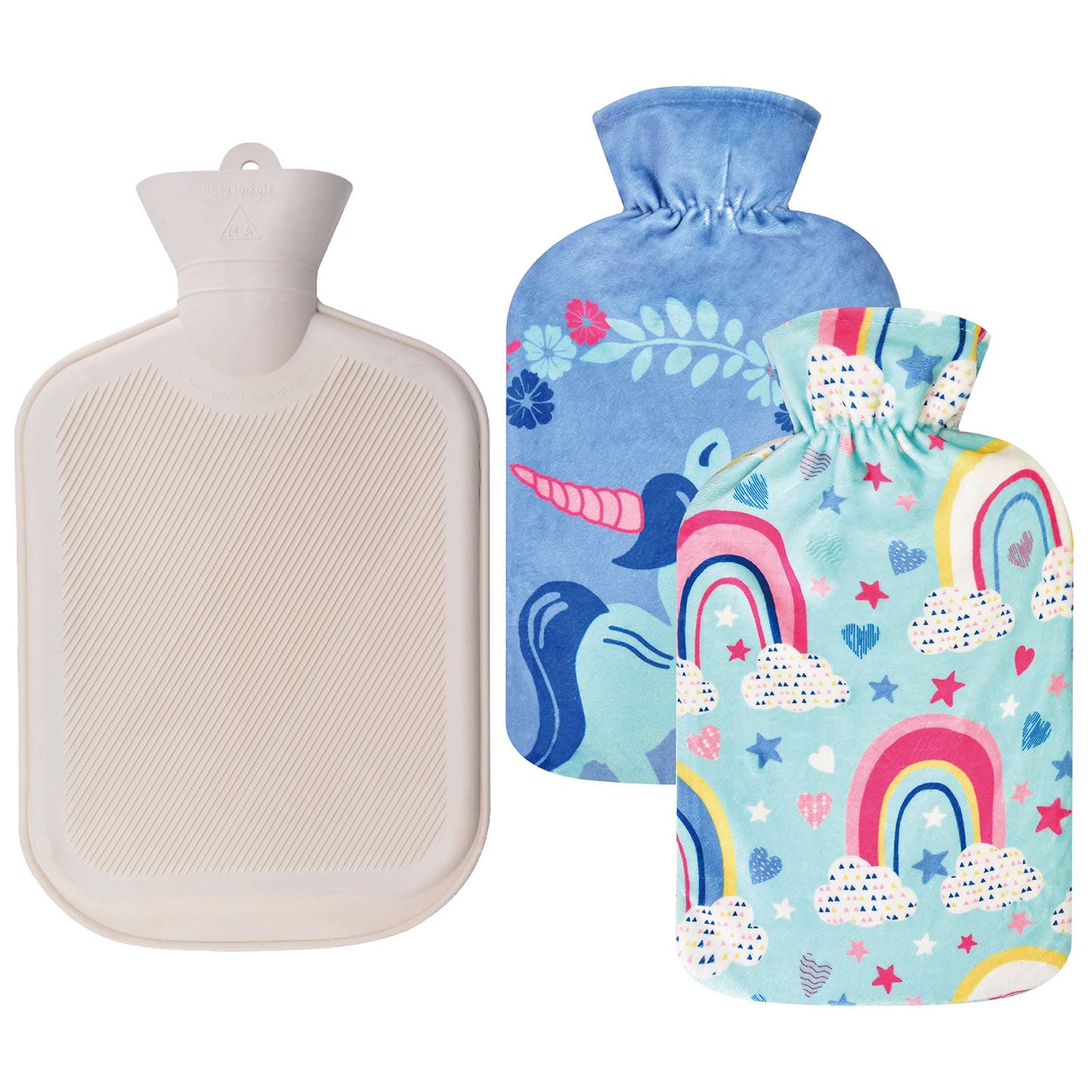 WINNPRIME Hot Water Bottle with 2 Soft Cover, 2 Liter Rubber Hot Water Bag for Pain Relief, Hot & Cold Therapy, Cramps, Neck, Shoulders and Feet Warmer