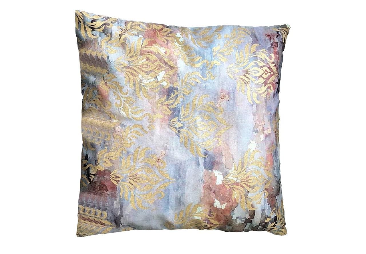 FireFlies Beautiful HD Classic Gold Digital Print with Gold Foiling Design Decorative Throw Pillow Case Cushion Cover with Invisible Zipper Set of 2 (18x18 Inch)
