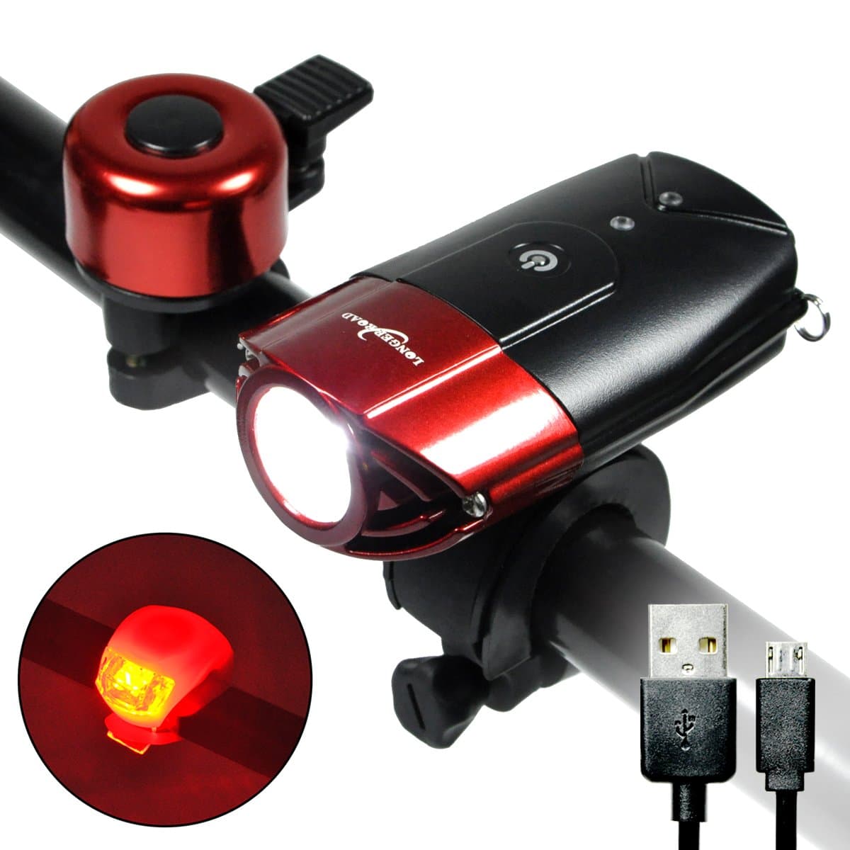Longer Road USB Rechargeable Bike Light Waterproof Bicycle Headlight