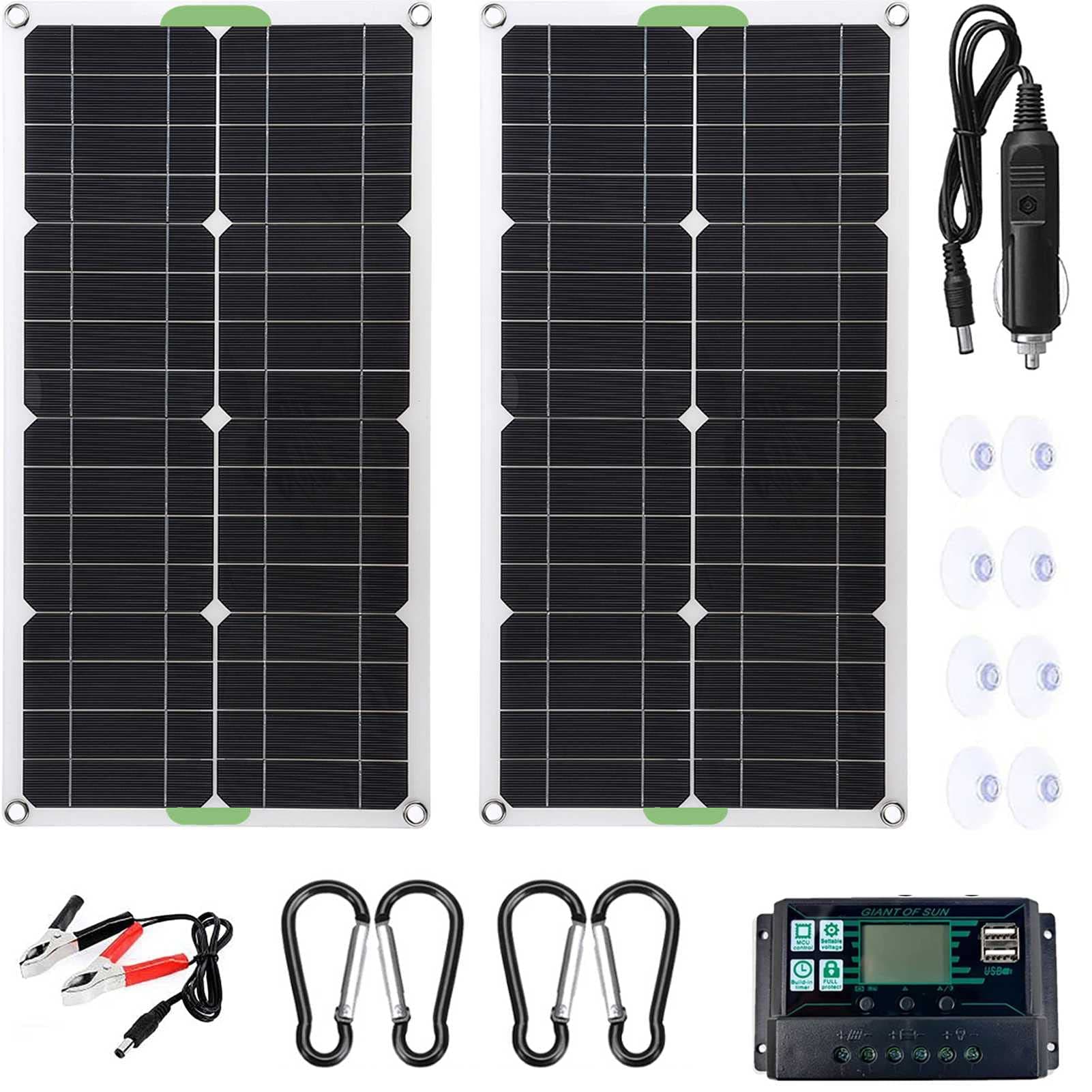 Solar Panel 500 Watt 12 Volt Solar Panel Starter Kit, Solar Panel Powered 2X250W High Efficiency Monocrystalline Pv Module With 10A Controller For Boat, Caravan, Rv