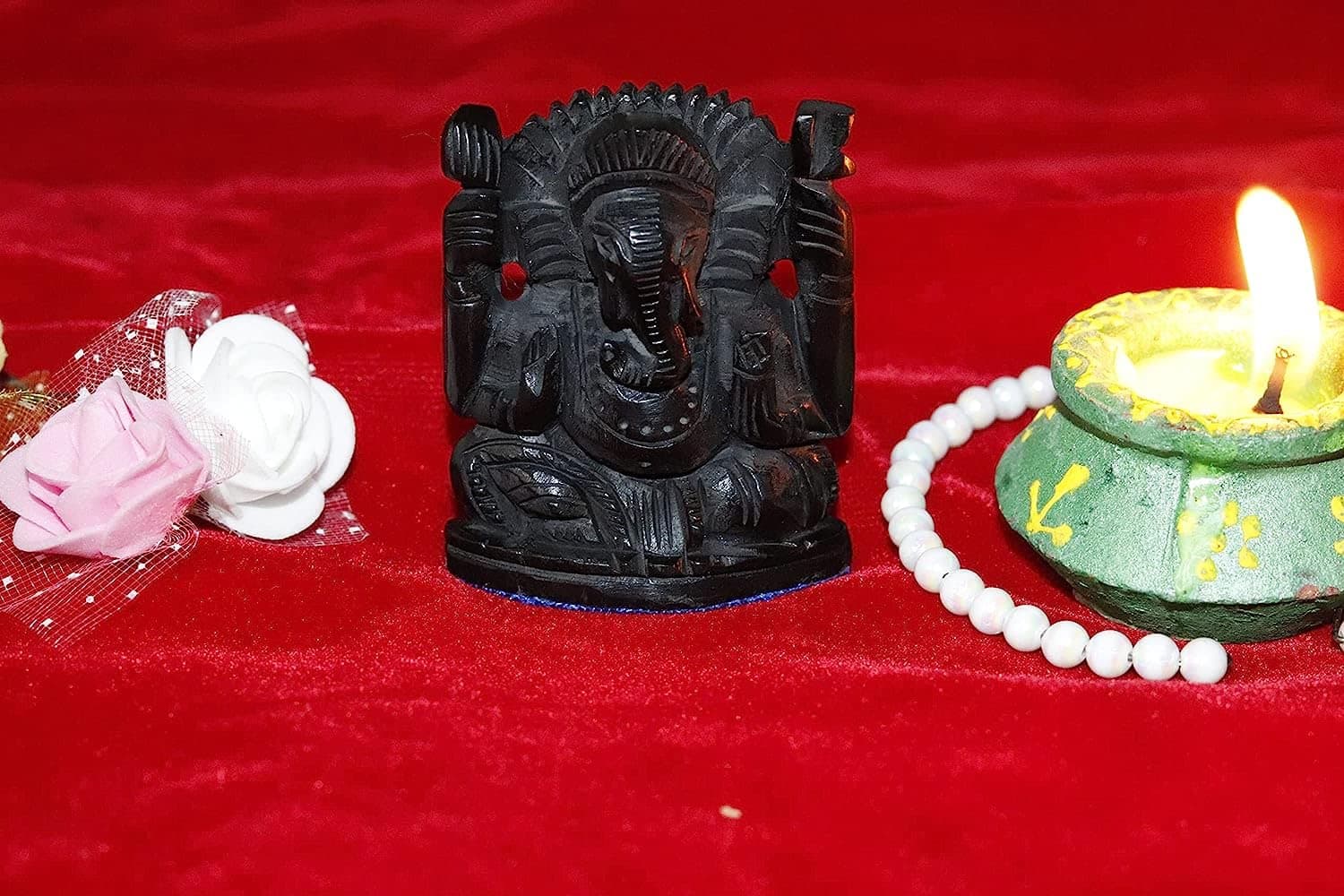 NRSON® Handmade Karungali Kattai Lord Ganesha Statue | Natural Ebony Wood Vinayagar Idol |Ebony Wood Ganesha Statue Showpiece [ 2 inch Balck Ganesha ]