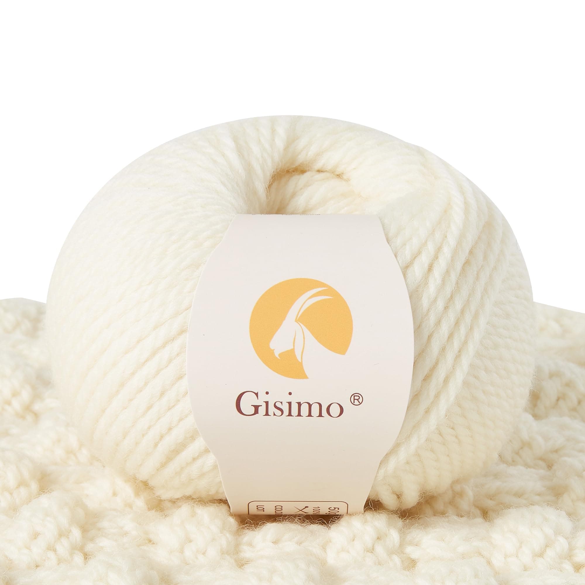 100% Merino Wool Yarn, 3-Ply Luxurious and Soft Yarn for Hand Knitting & Crocheting (Beige, 1Ball)