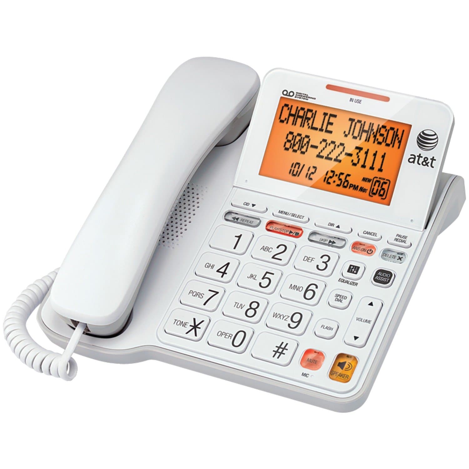 AT&T CL4940 CORDED PHONE WITH ANSWERING SYSTEM & LARGE TILT DISPLAY