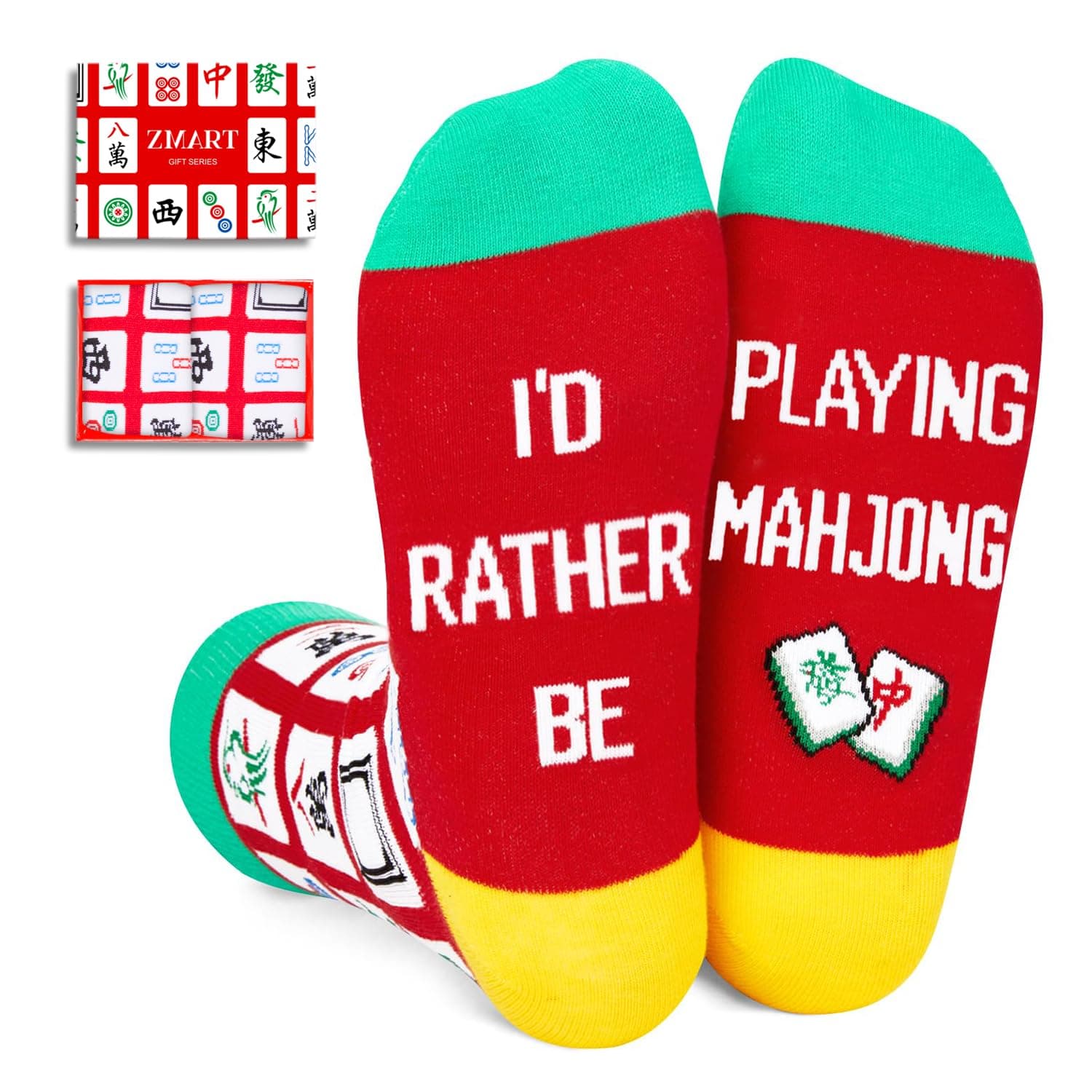 Zmart Funny Gifts for Teens - Mahjong Rock Guitar Theater Game Dive Hiking Camping Socks