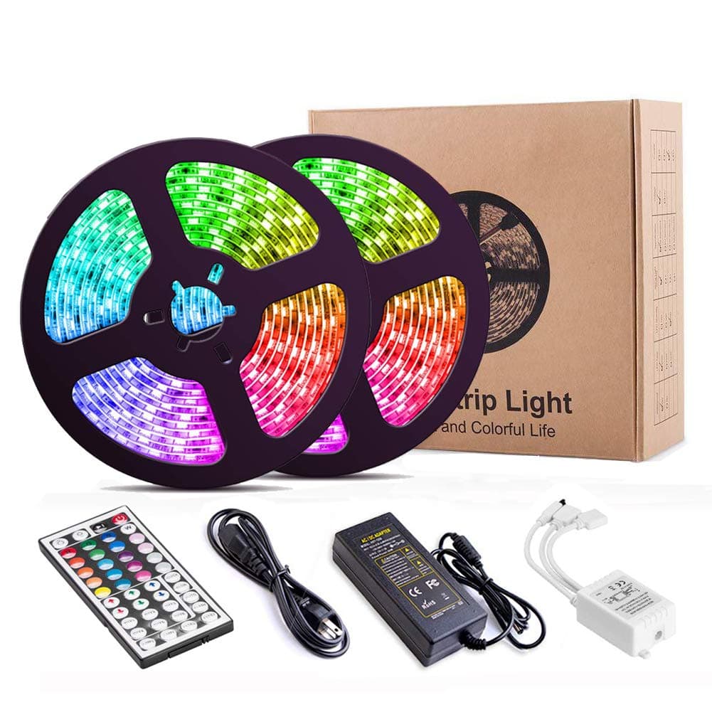 LED Strip Lights, 32.8 Feet/10M 300LED Light Strip SMD 5050 Waterproof Flexible RGB Strip Lights with 44 Keys IR Remote for Ceiling Bar Counter Cabinet Lighting Decoration (RGB, 10M-IR)