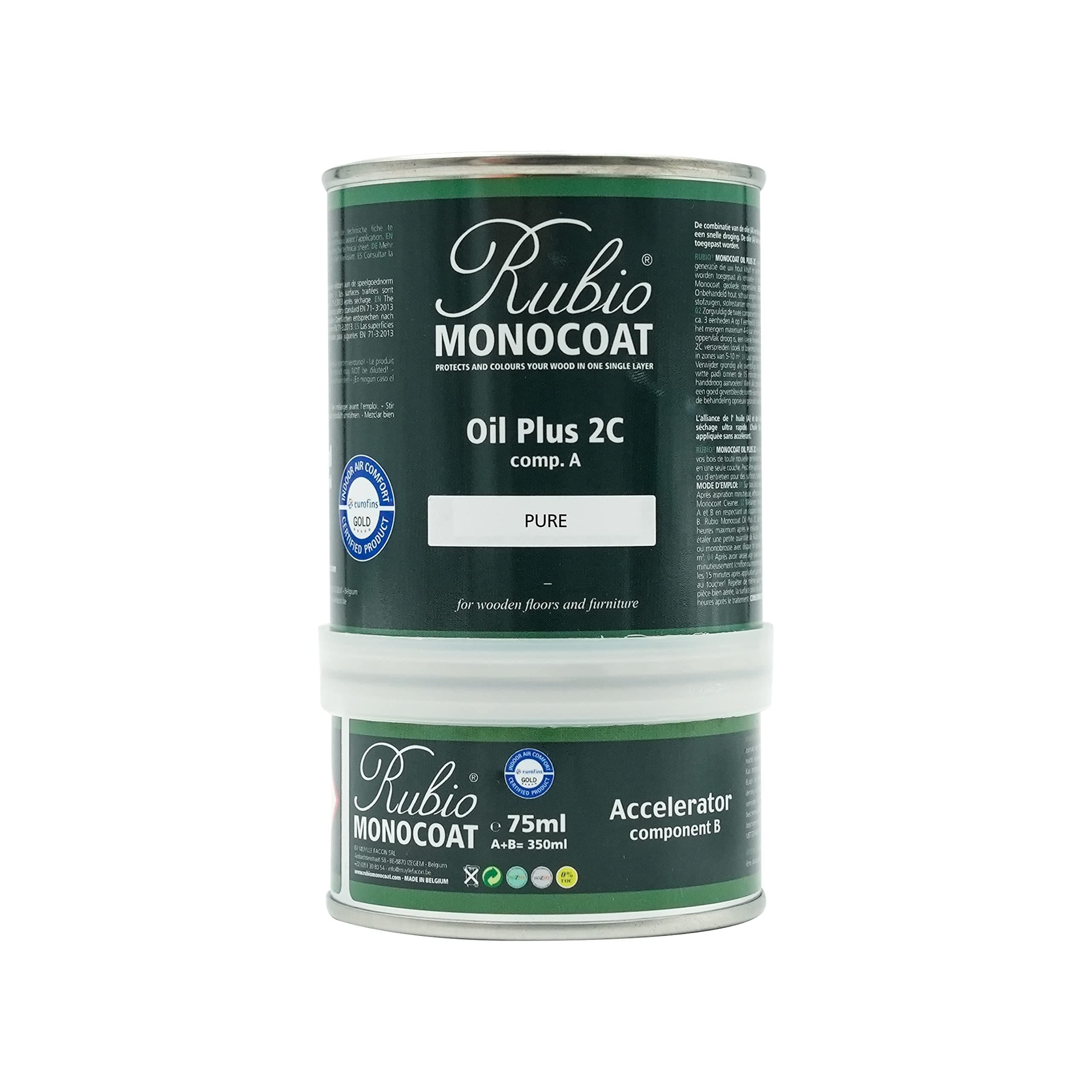 Rubio Monocoat Wood Protection Paint – Pure | Oil Plus 2C | Fast Drying Indoor VOC Zero% | Enhances Wood Grain with Natural Ingredients | Includes Hardener (Part B) | Flaxseed Oil-Based Protective