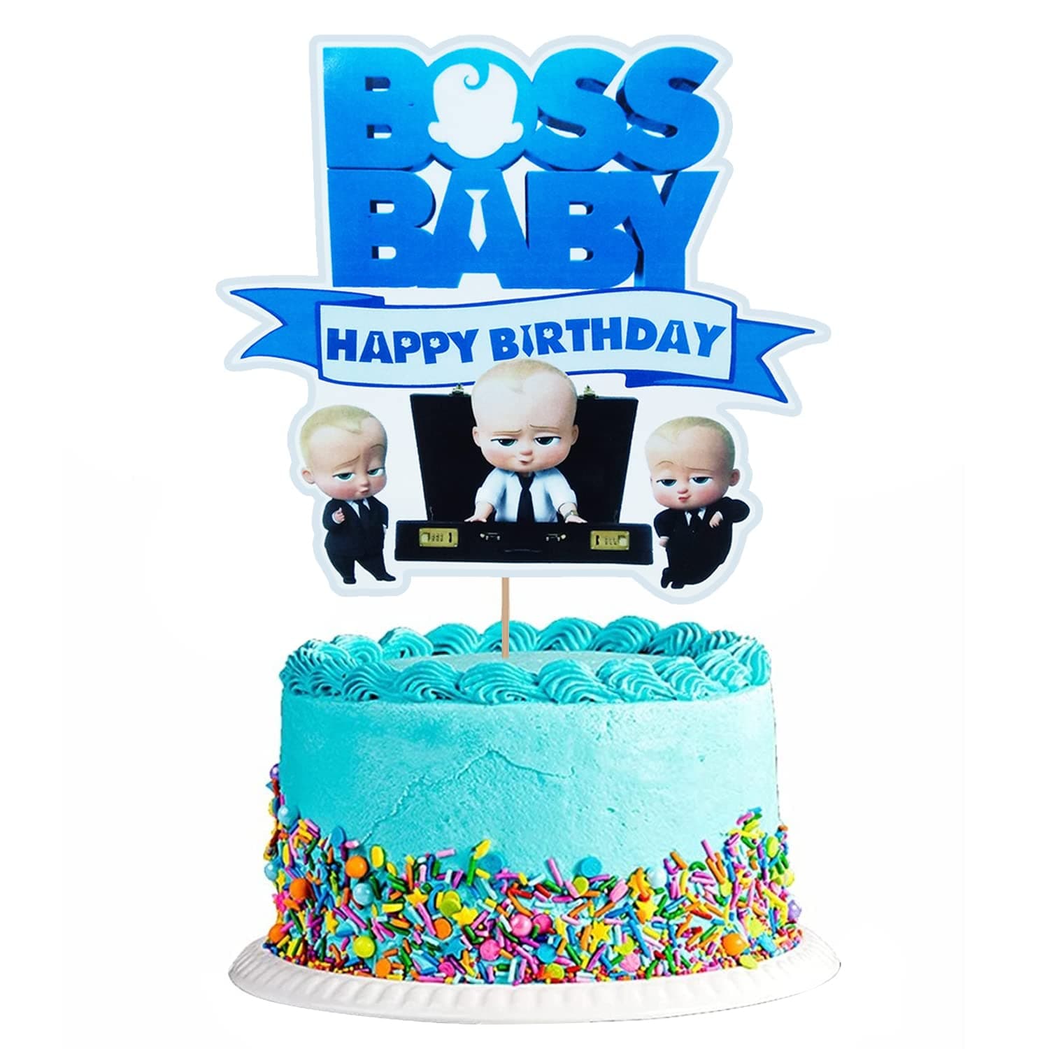 Party Propz Boss Baby Theme Birthday Decoration - 1Pc Boss Baby Birthday Cake Topper For Kids Birthday Decoration Party Supplies/Theme Birthday Combo/Boys Birthday Décor