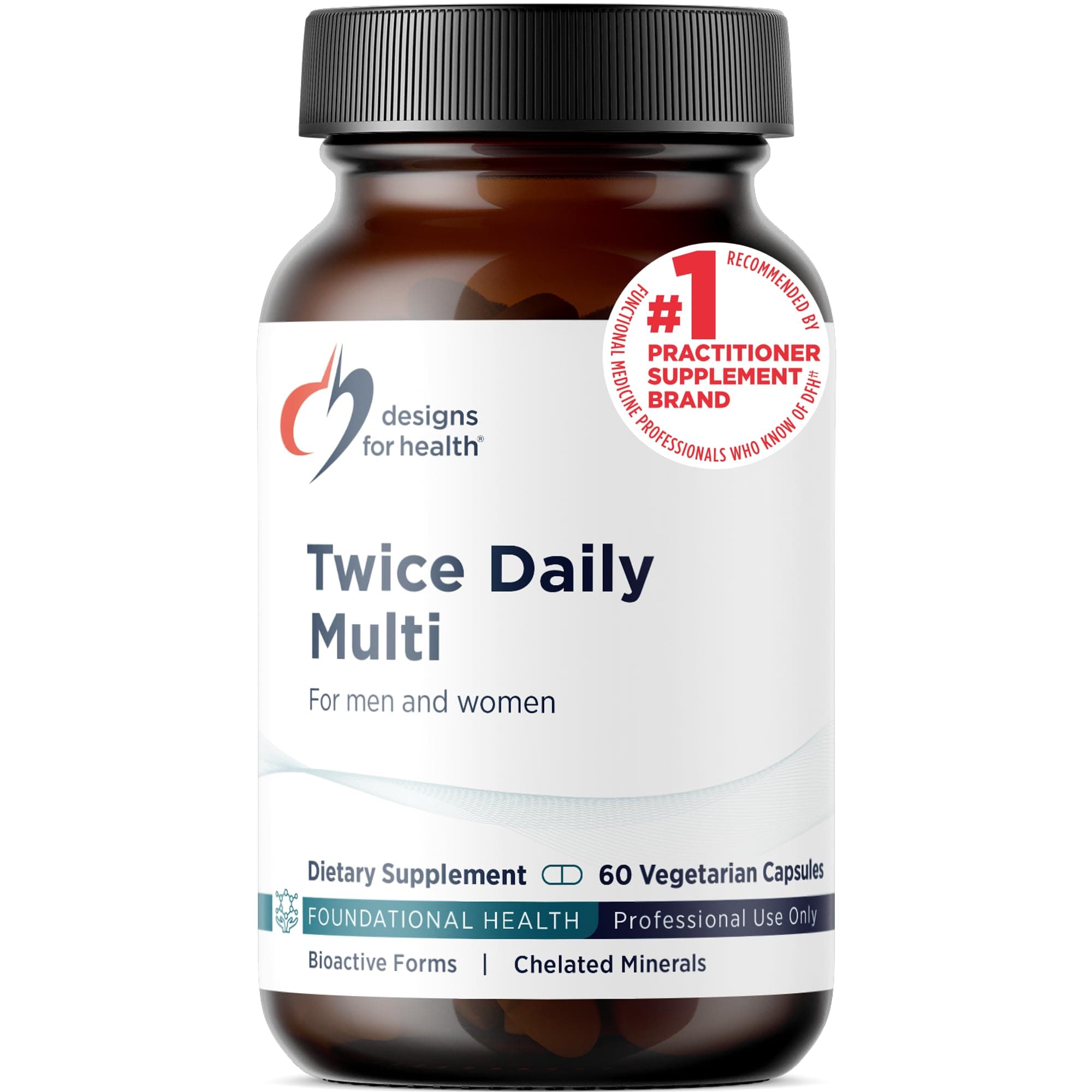 Methylated Multivitamin for Women & Men - Twice Daily Multimineral Supplement & Multivitamin Without Iron + Methylated B12 and Folate, Vitamin C, K, D, E + More (60 Capsules)