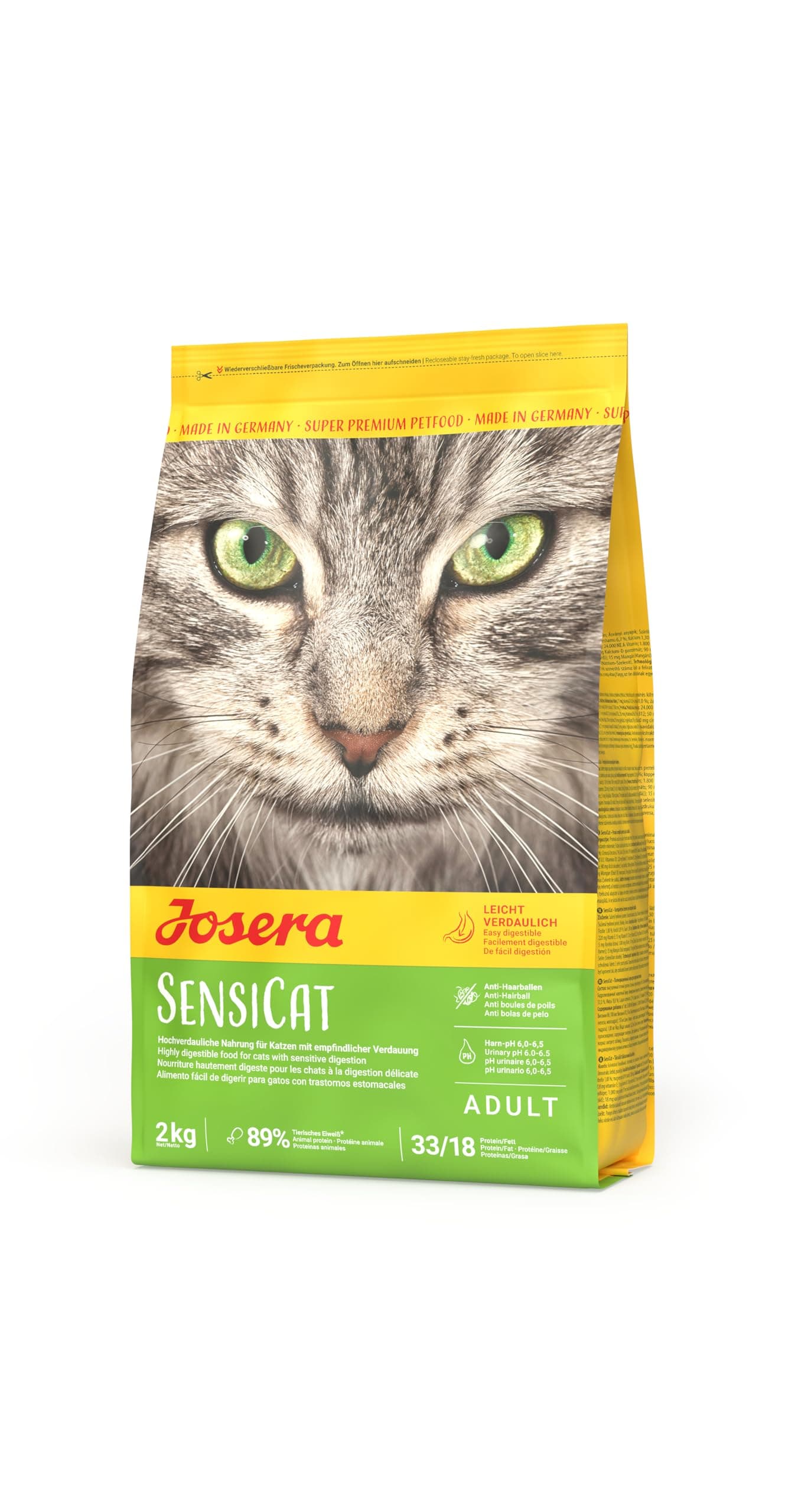 Josera SensiCat complete food for adult cats | Sensitive stomach | For fussy cats| Gluten free | Anti-Hairball | Skin & Coat | Herbs & Fruits | 2kg