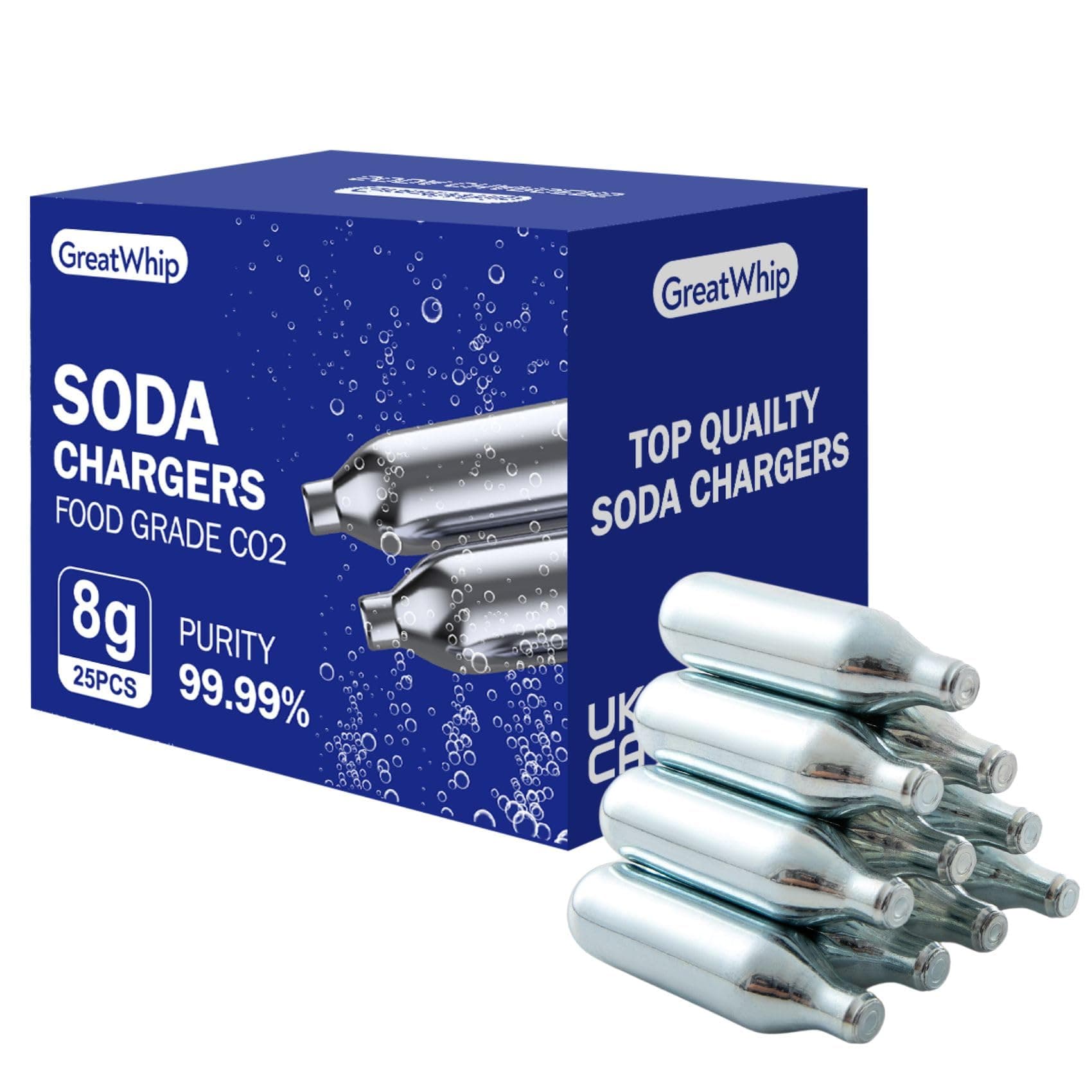 25 Pcs CO2 Soda Cartridges 8g Seltzer Water Cartridges Soda Chargers Compatible With Soda Siphons