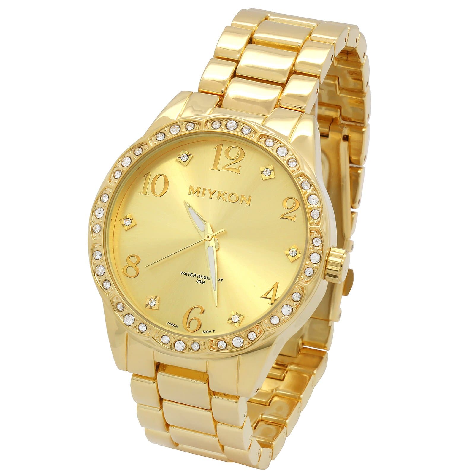 Miykon Mens Gold Plated Metal Band Gold Face Fashion Casual Quartz Wrist Watch Watches 3