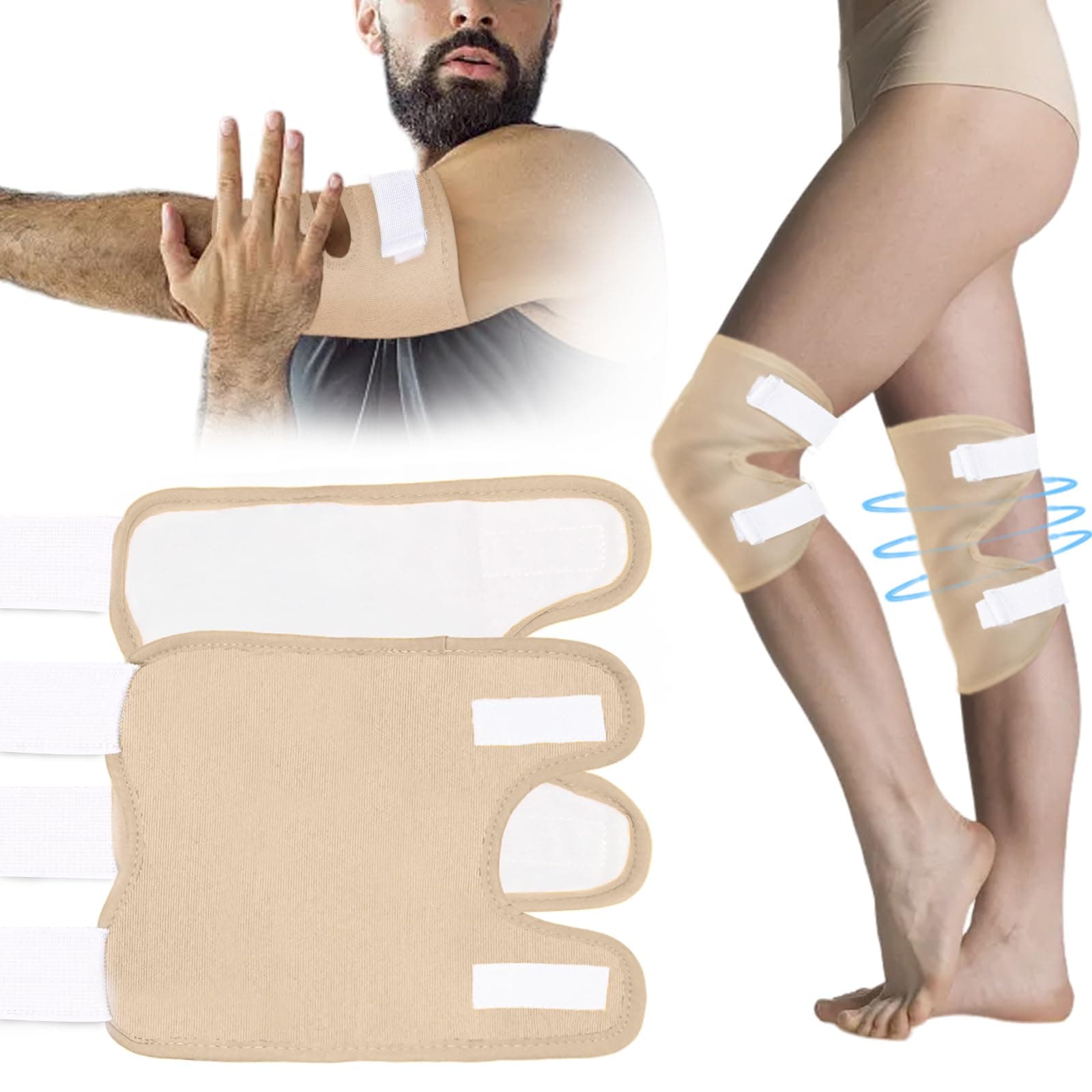 VSNPO Castor Oil Pack Wrap, Castor Oil Pack for Knee, 2 Pack Castor Oil Compress Knees Pads with Adjustable Elastic Strap,Reusable Breathable Organic Cotton Castor Oil Wraps Kit for for Joints