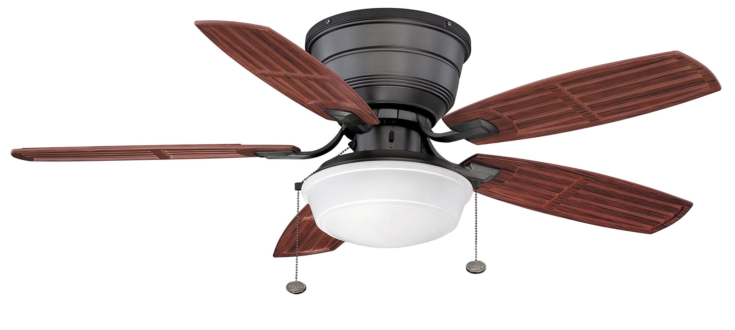 Litex BNH44NI5C1S Gannon Collection 44-Inch Ceiling Fan with Five ABS Mahogany-Blades and Single Light kit with Frosted White Glass