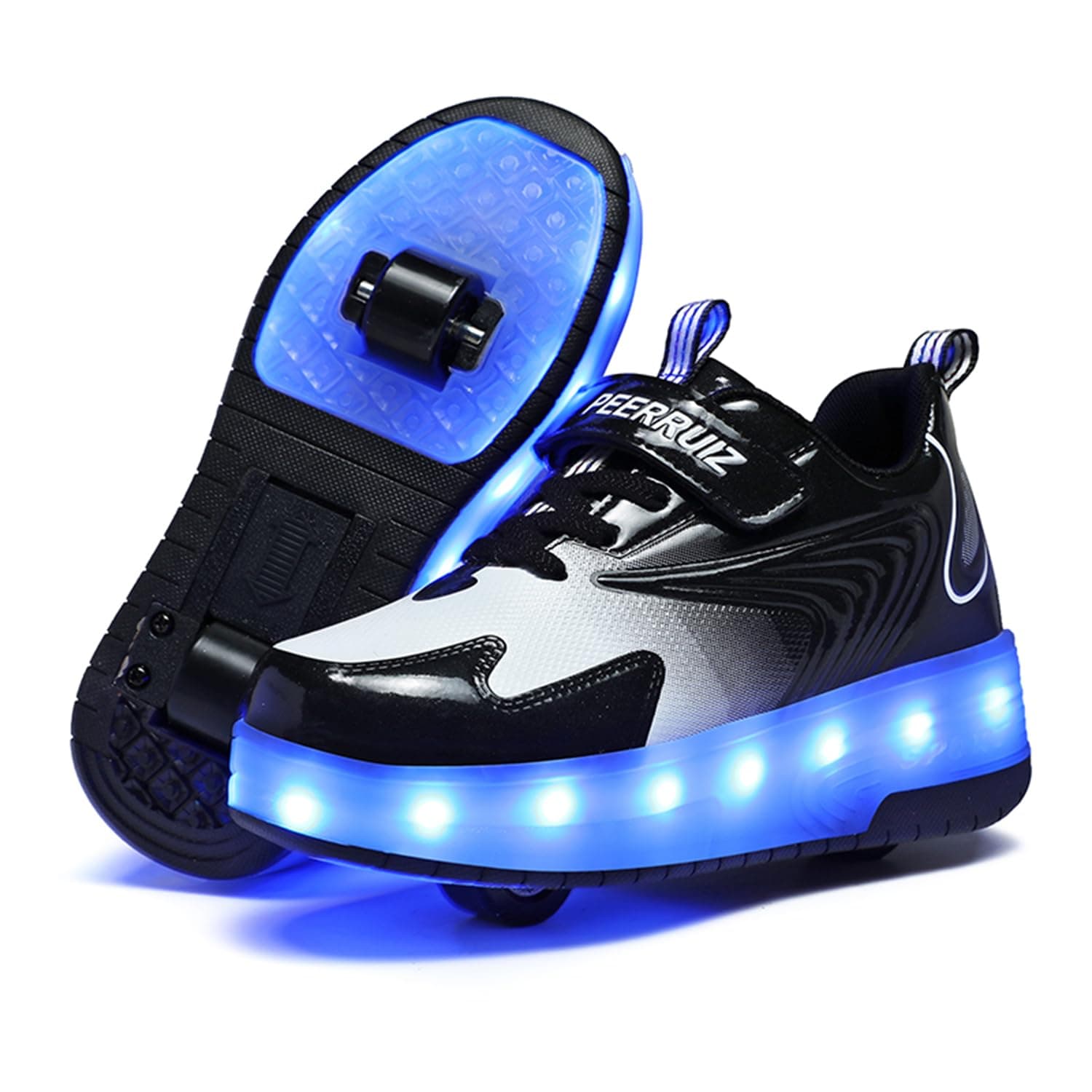 Ehauuo Unisex Roller Shoes Kids Sparkling Wheels Shoes Girls Light up Roller Skates Sneakers Boys Rechargeable Flashing Sneakers for Gift