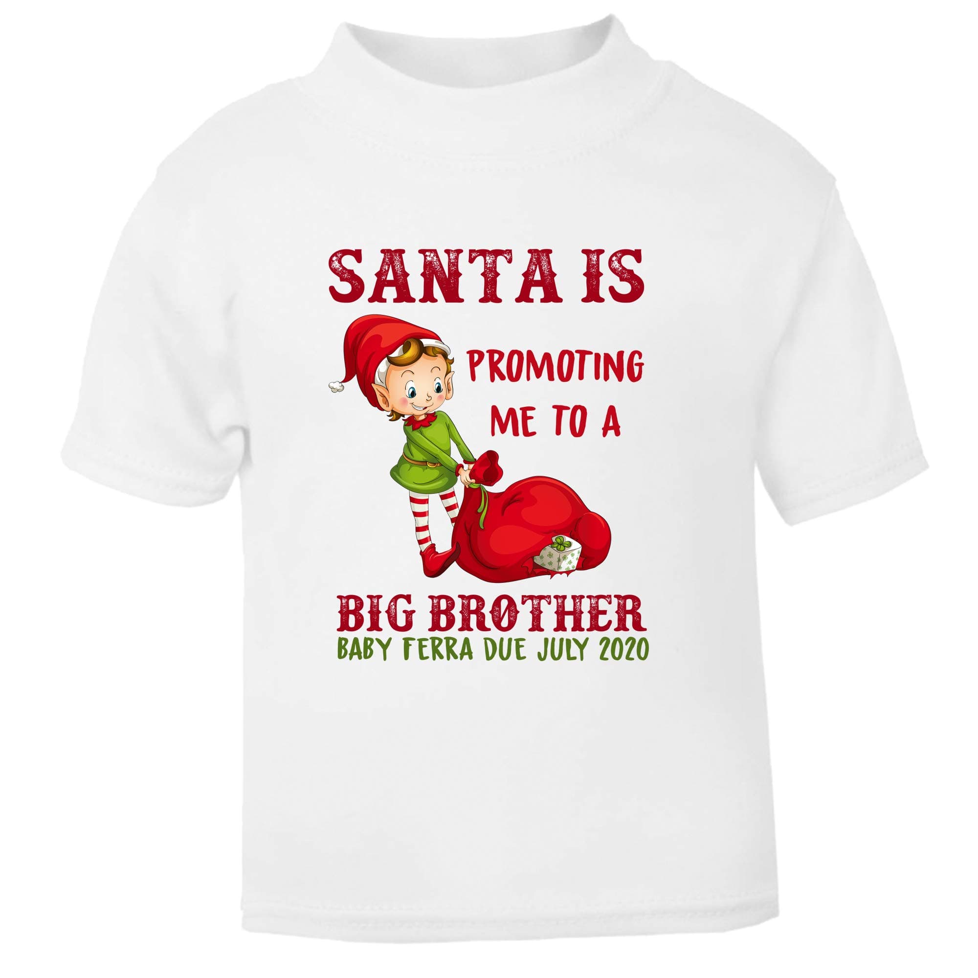 FunkyShirt Santa is Promoting Me to Big Brother Santa is Promoting Me to A Big Sister customised Tshirt Top Bro Sis to Be Mummy Pregnant Reveal