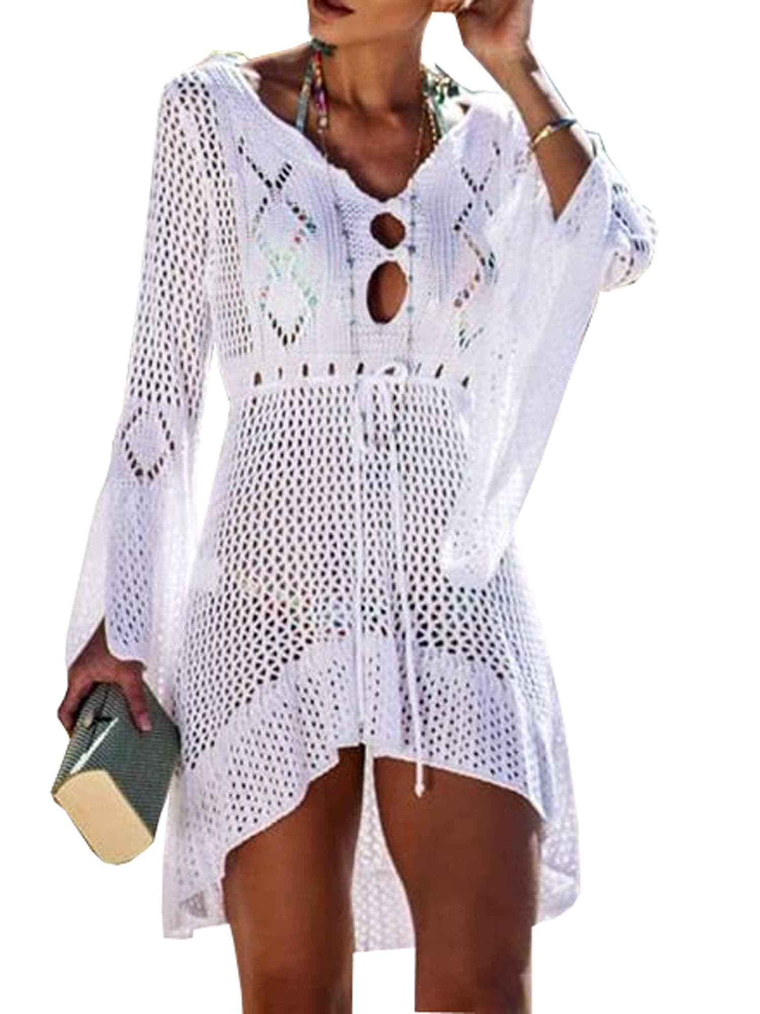 Beach Tops Sexy Floral Coverup Dresses Bikini Cover-ups Net Hollow Out