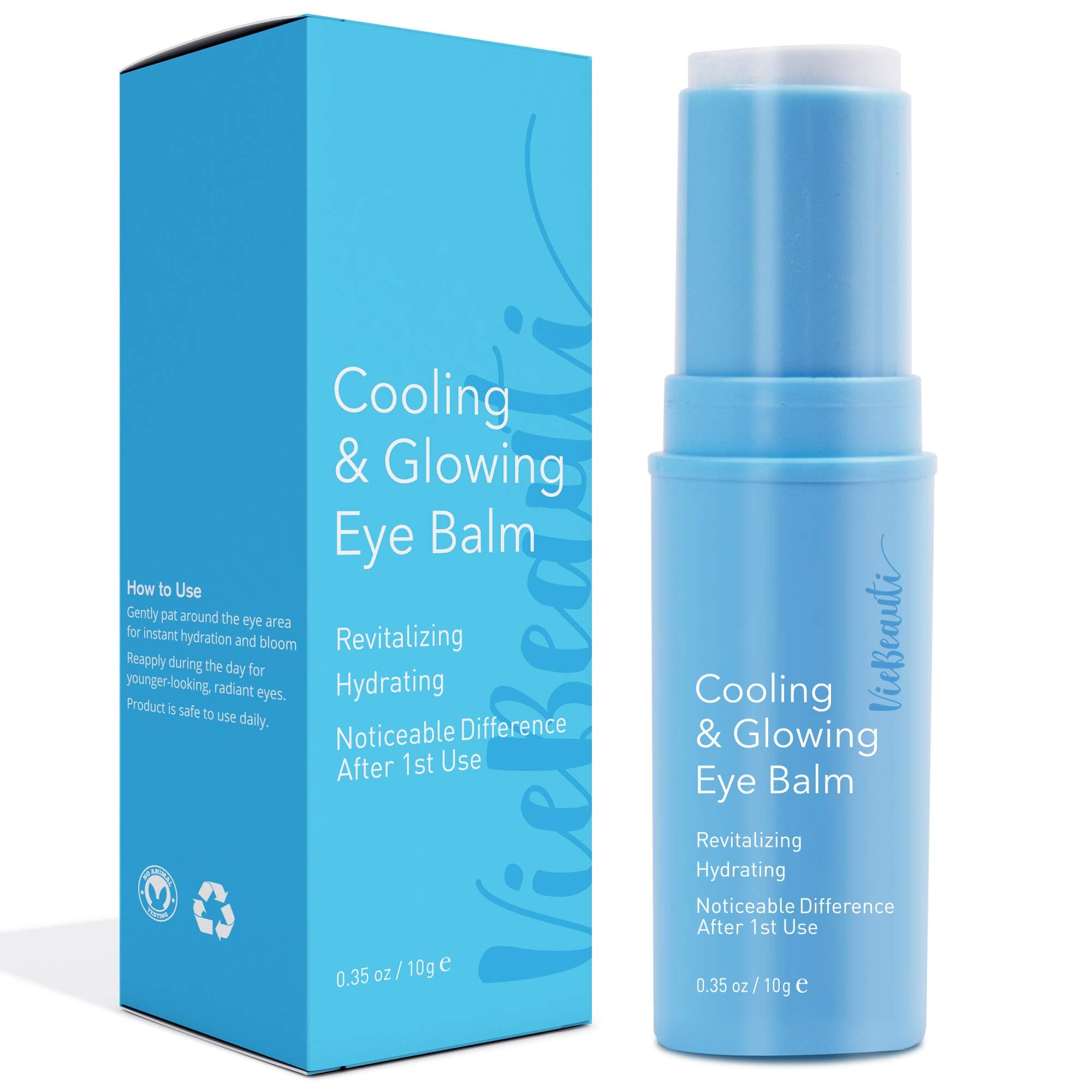 VieBeauti Cooling & Glowing Eye Balm – Hydrating Eye Cream Reduces Puffiness, Discoloration and Wrinkles with Nutrient-Rich Botanicals and Vitamin E – Visible Results in 1 Use (0.35 oz) Blue