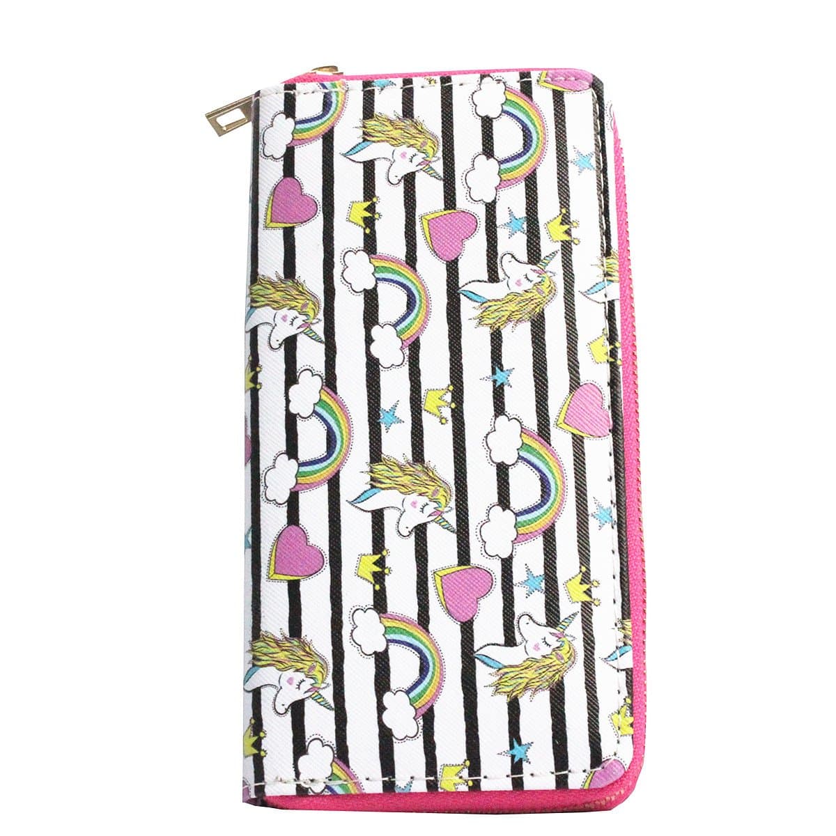 Timlee Cute Rainbow Unicorn Long Wallets Long Purse (Black&White)