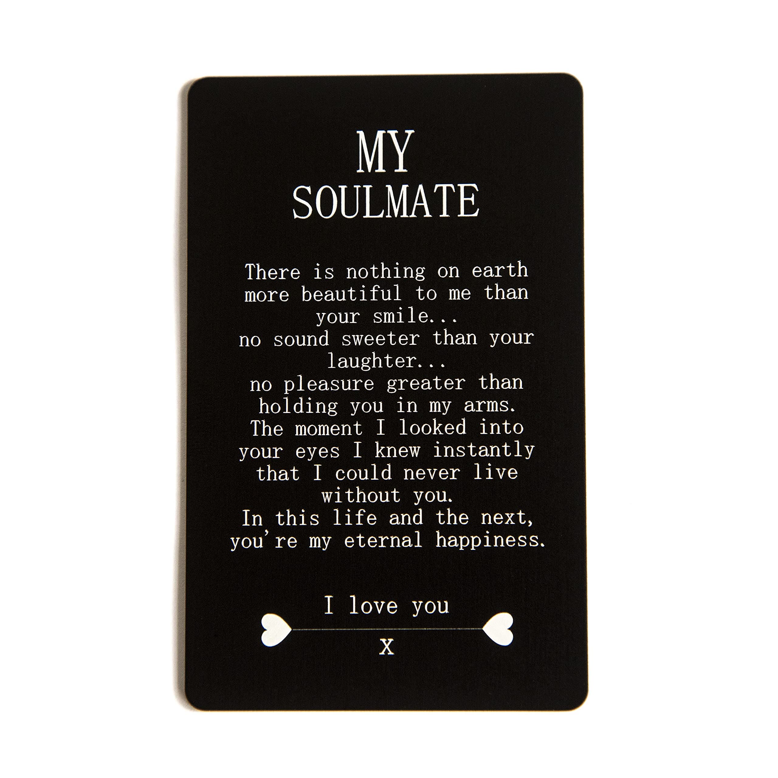 Engravity Gifts My Soul Mate Quote Wallet Card Insert Love Gift For Him/Her Valentines With Heart Cut Out