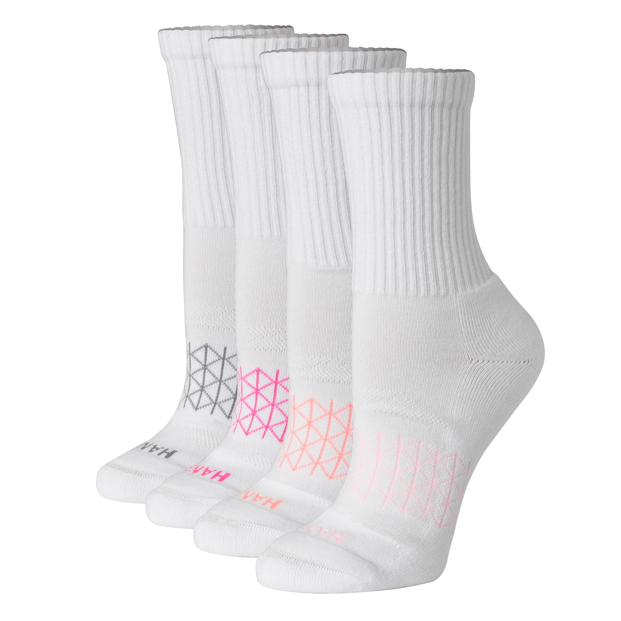 Hanes Women's Cushioned Crew Socks, Absolute Active Crew Socks for Women, Seamless Toe, 4-pairs Socks (pack of 4)