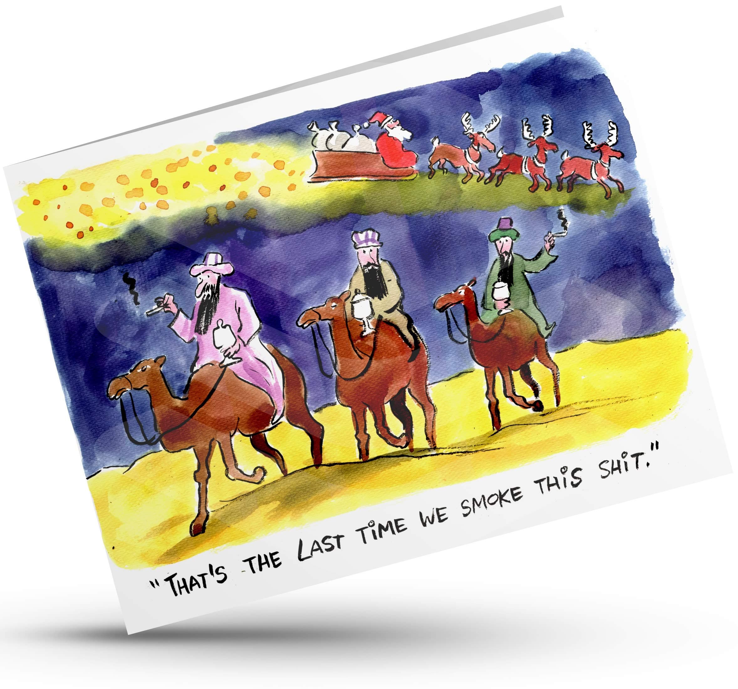 Rude Vulgar Christmas Xmas Cards (3 Kings) 4 Pack