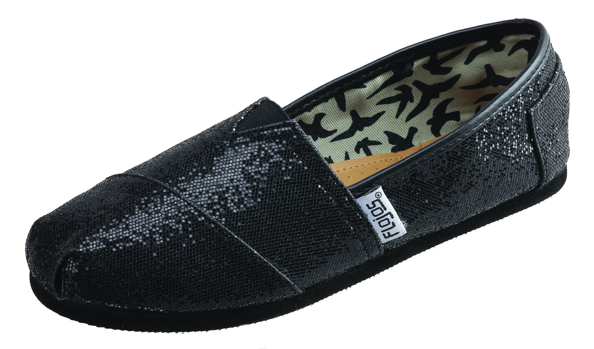 FLOJOS Women's Bella Slip-On (Flat Metalic Black 7.0 M)