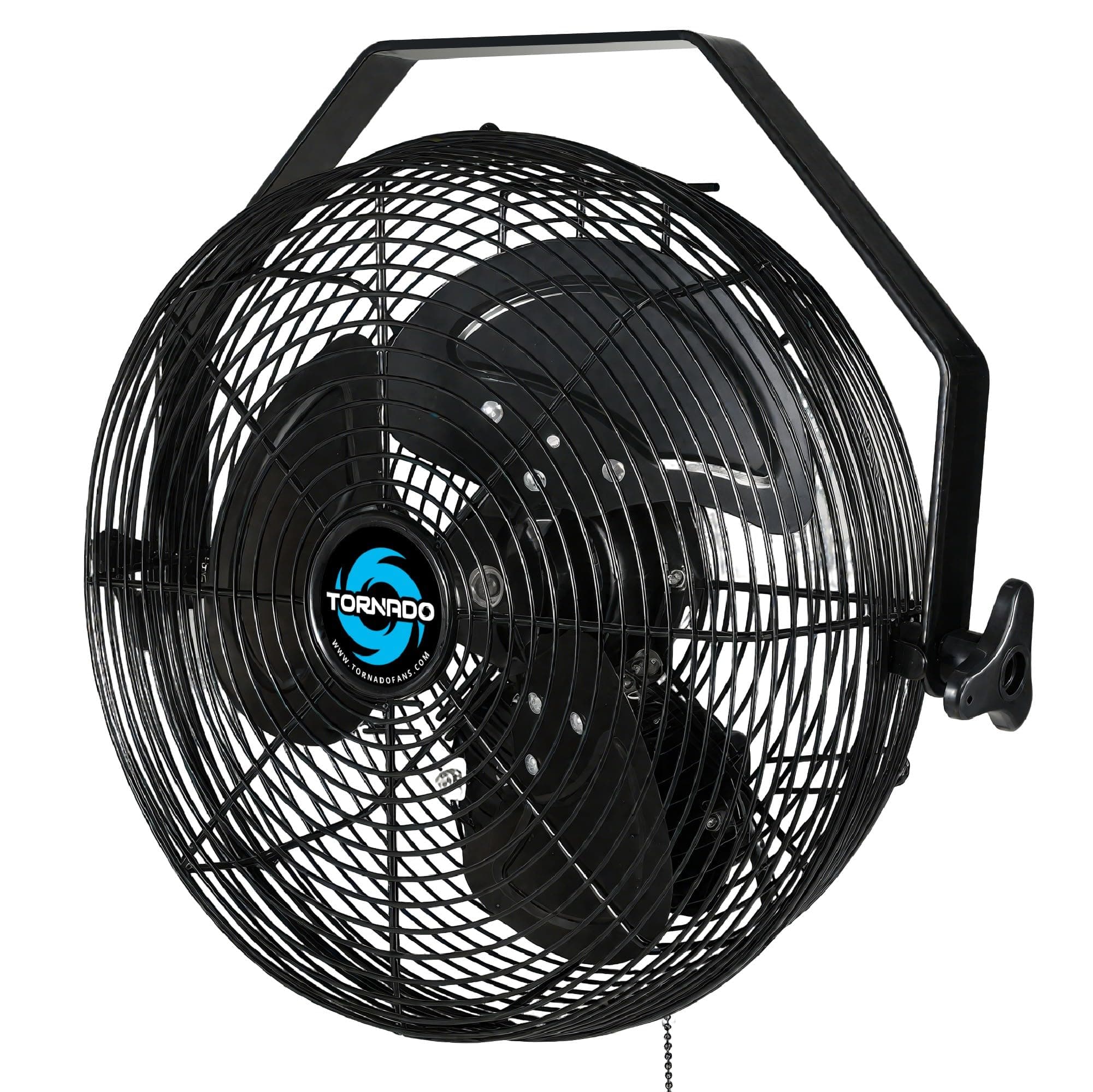 Tornado 12 Inch Outdoor Rated IPX4 Water-Resistant High Velocity Metal Industrial Wall Mount Fan For Commercial, Industrial, Residential, TEAO Motor 3 Speed 1650 CFM 6.6 FT Cord cETL Safety Listed