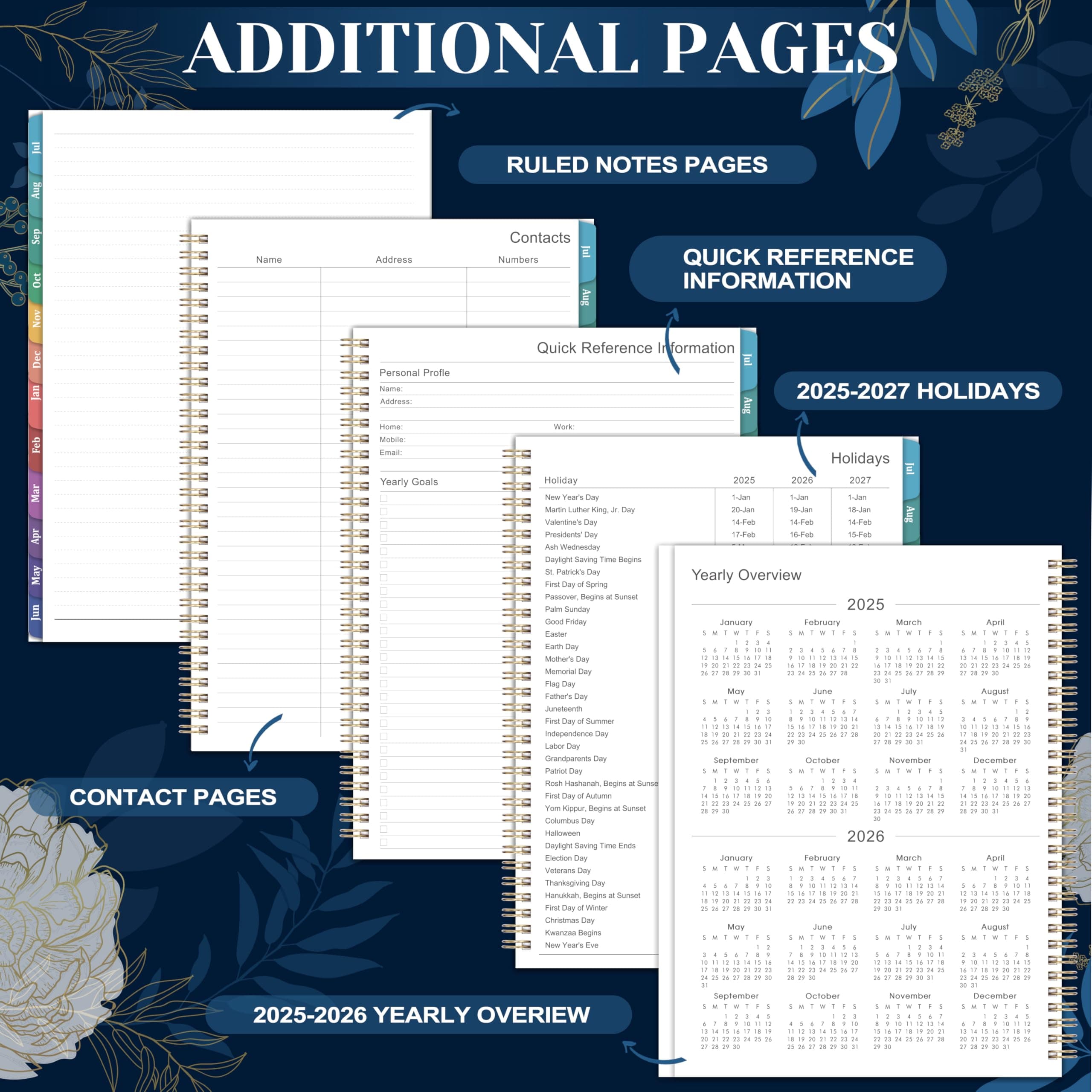 2025-2026 Planner - July 2025 - June 2026, 2025-2026 Academic Planner Weekly and Monthly, 9" x 11" (A4 Size), Twin-wire Binding, Holidays, Monthly Tabs, Back Pocket, Habit Tracker