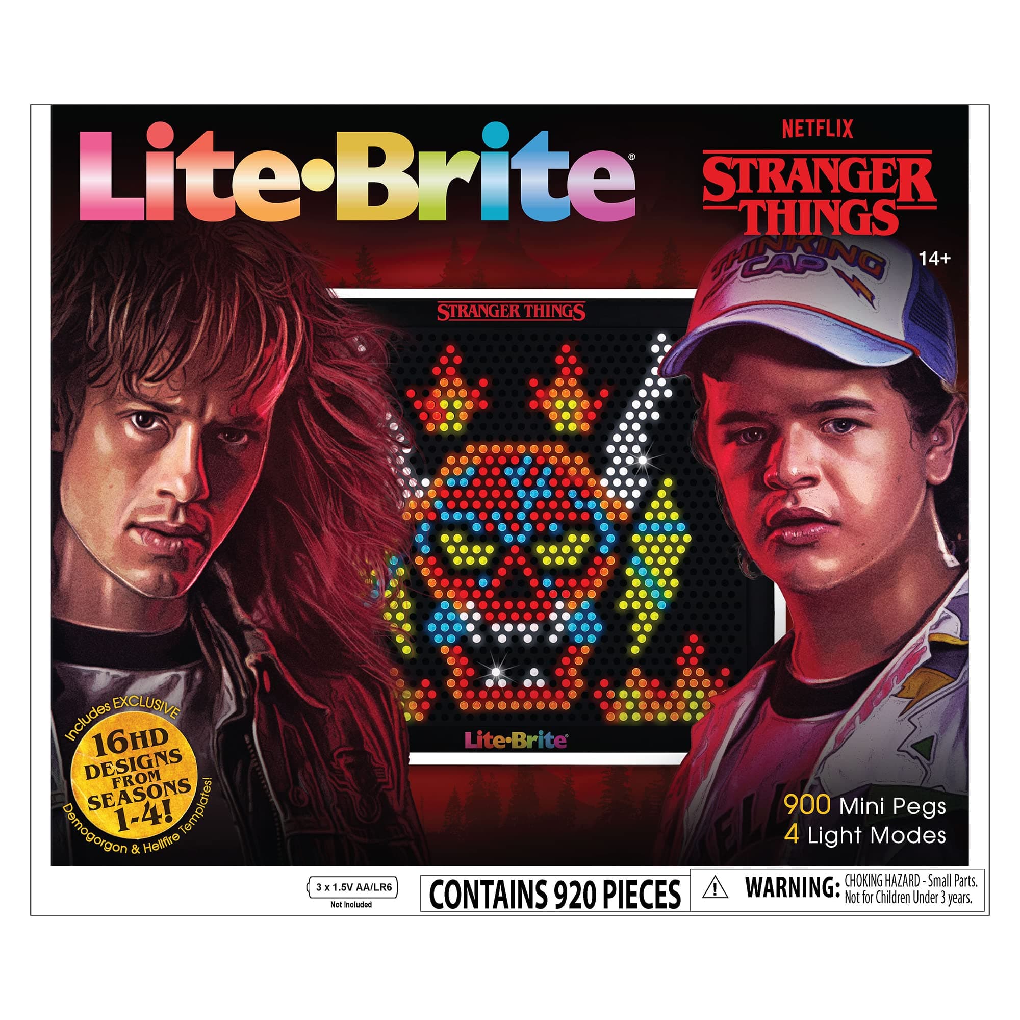 Basic Fun Lite Brite Stranger Things Special Edition Demogorgon Hunters Amazon Exclusive Definition Grid, 16 HD Templates, 900 Mini Pegs, Stickers, Branded Storage Pouch, for 14+ Fans, Multicolor