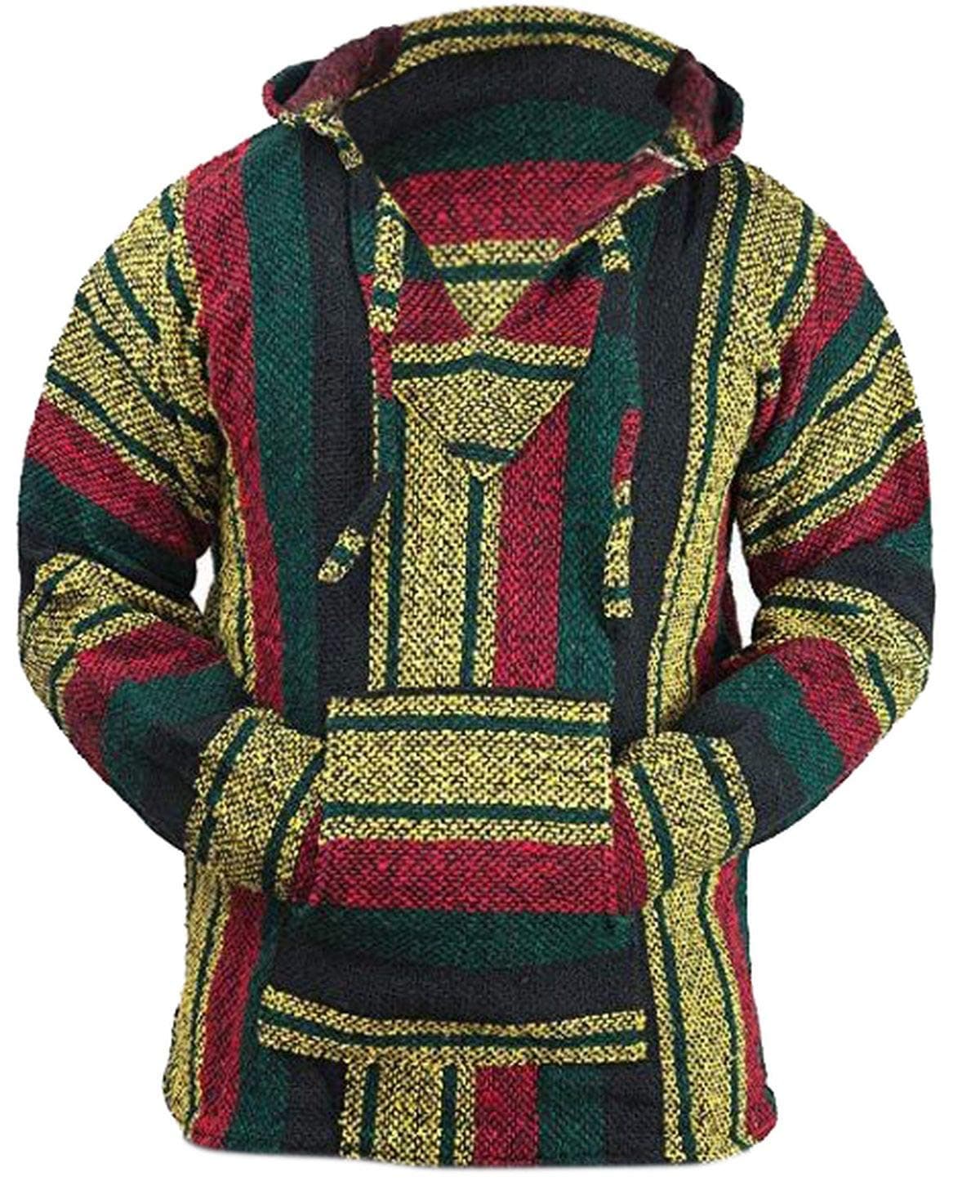 Del Mex Mexican Baja Hoodie Hippie Surf Poncho Sweater Sweatshirt Pullover Jerga