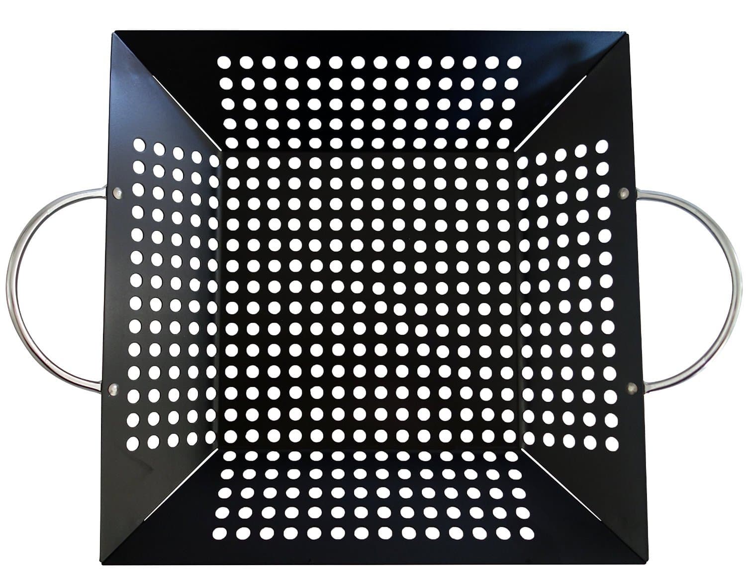 Carbon Steel Non-Stick BBQ Grill Topper Pan for Vegetables and Meat with Handles (15"x12"x3.5")