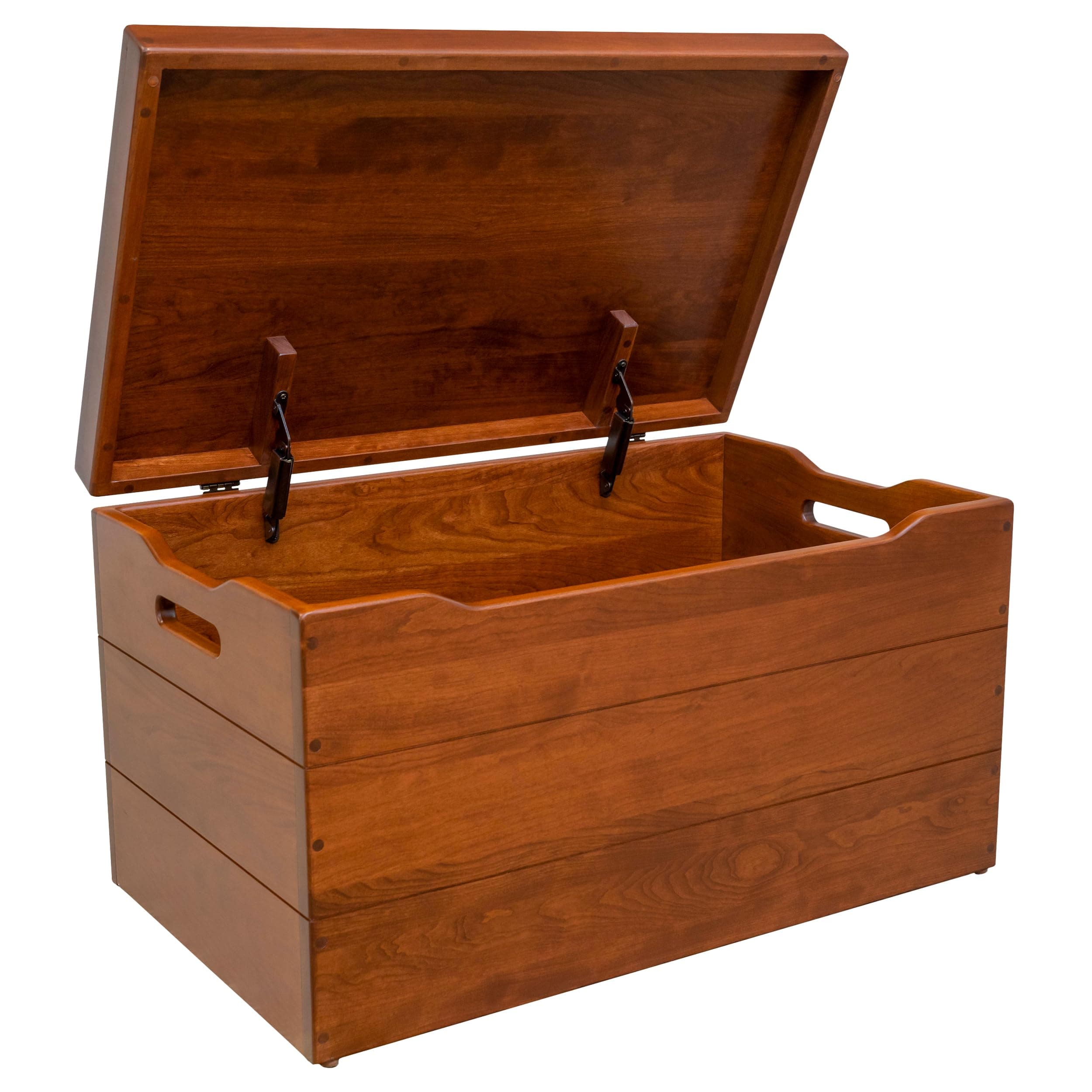 Amish Made Wooden Storage Chest Trunk Box with Lid and Handles for Bedroom, Blanket, Clothes, Anti-Slam Hinges, Handmade, Rustic, Cherry Wood, W. Cherry Stain, 30"