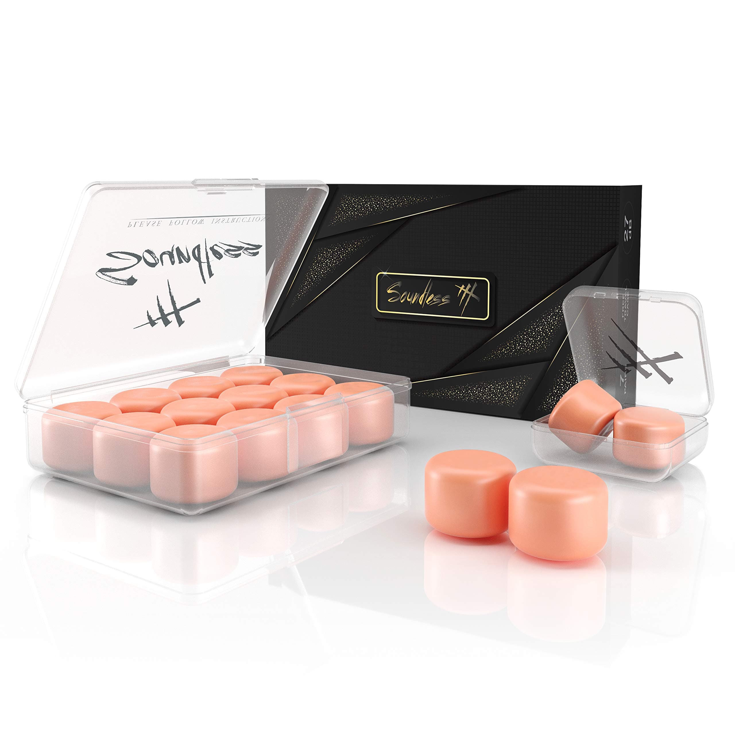 Silicone Ear Plugs for Sleeping - 7 Pairs and Travel Case - 27dB Noise-Cancelling - Beige