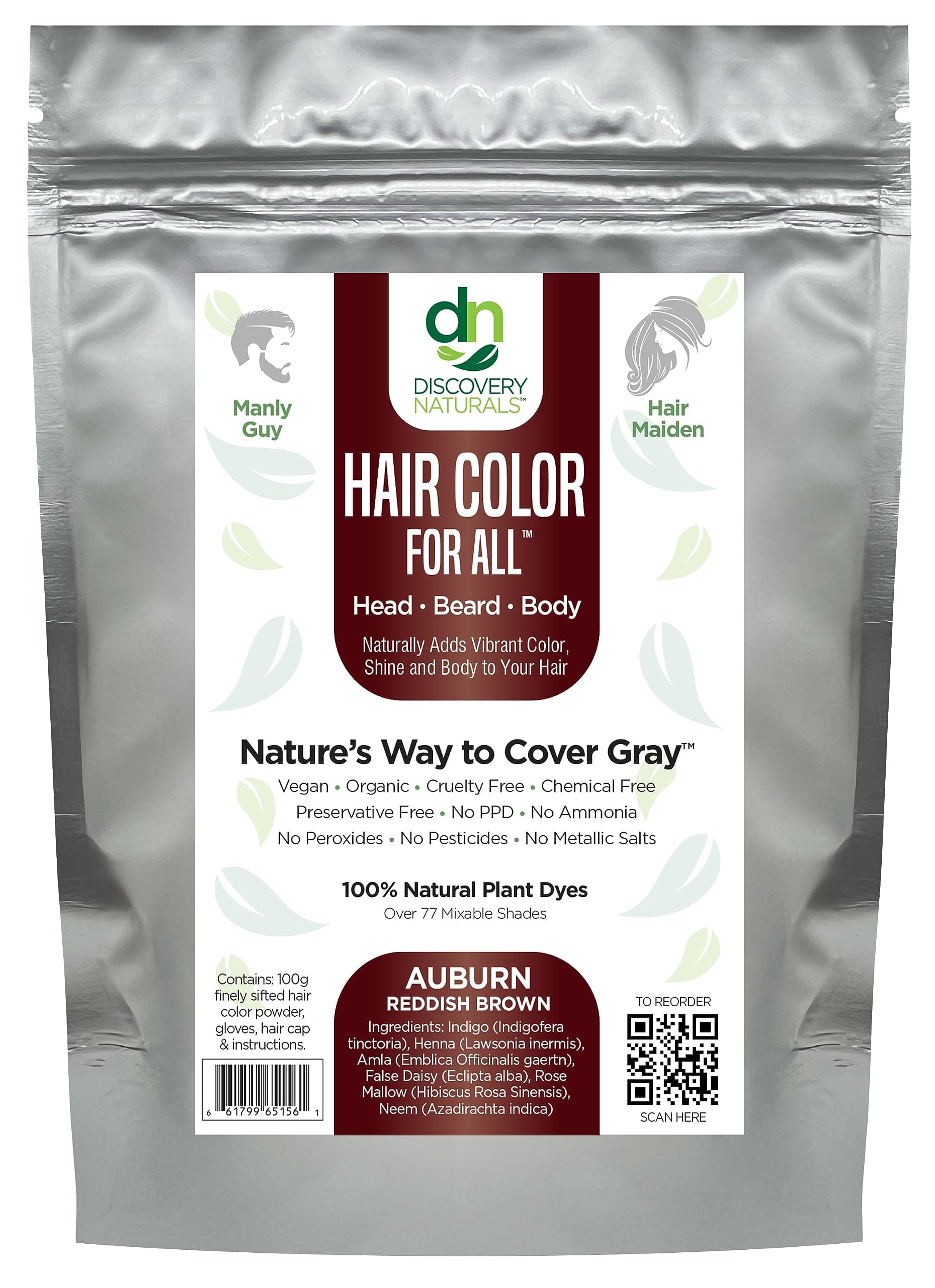 Manly Guy Medium Brown Henna Hair Dye, Beard, & Mustache Color: 100% Natural & Chemical Free