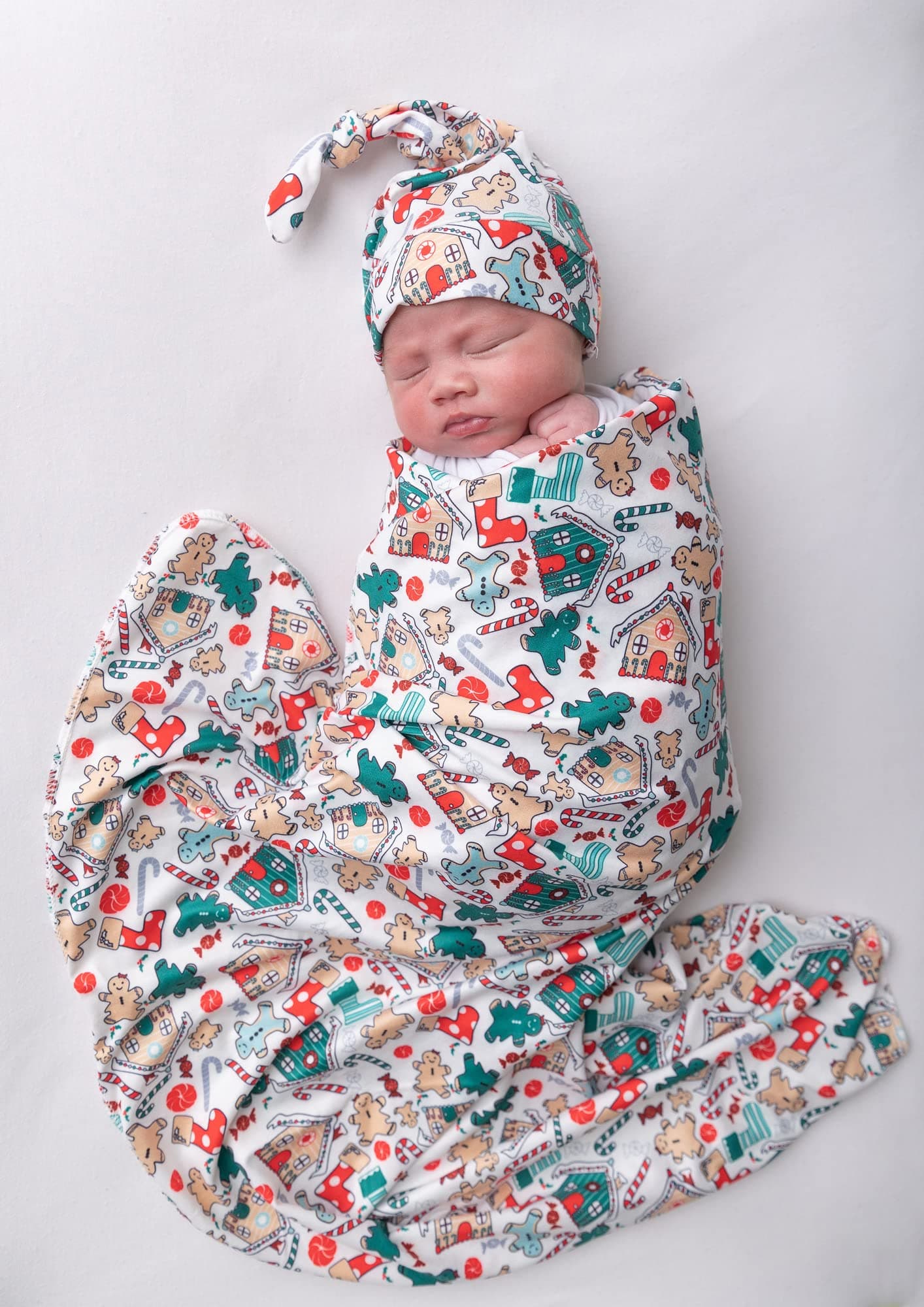Christmas Baby Receiving Blanket Swaddle Blanket Infant Wrap Set with Beanie (Christmas 1)