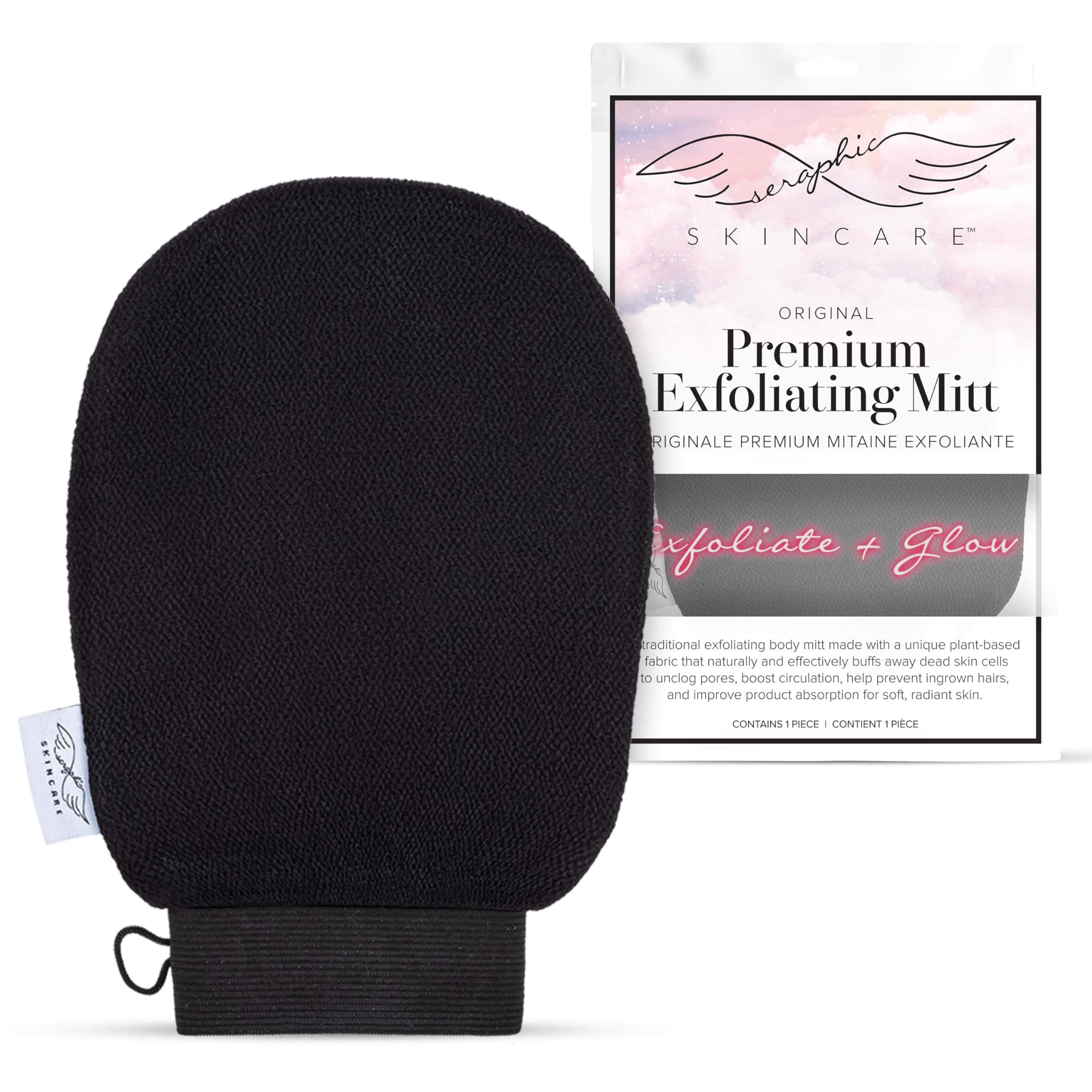 Seraphic Skincare Korean Exfoliating Mitts Microdermabrasion Exfoliating Gloves Visibly Lift Away Dead Skin, Great for Spray Tan Removal or Keratosis Pilaris, Made of Viscose Fiber