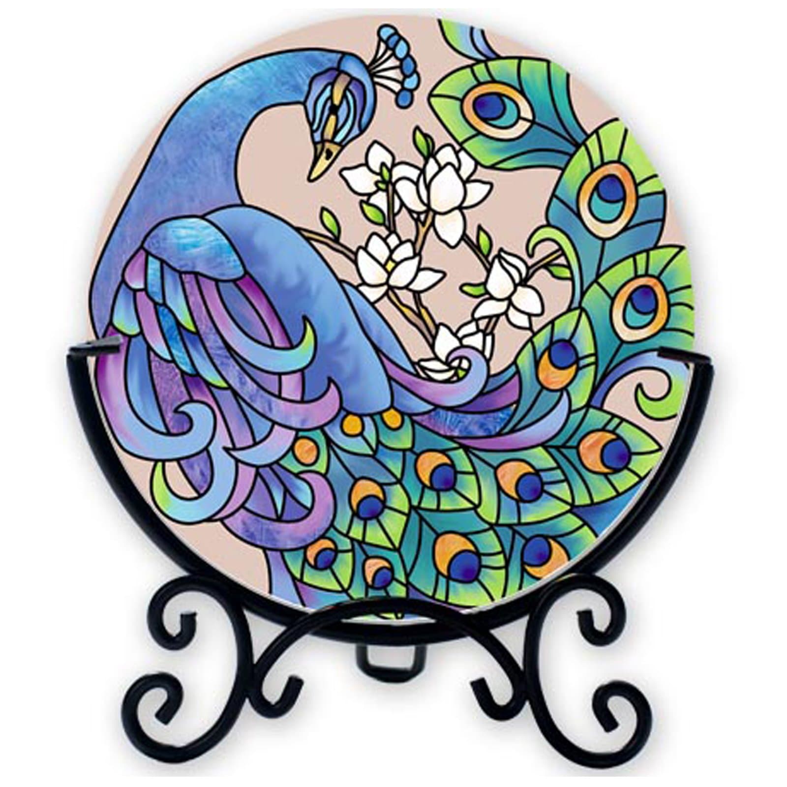 Joan Baker Design VMC177R Peacock Art Glass Tealight Holder, 4.75 by 5.5-Inch