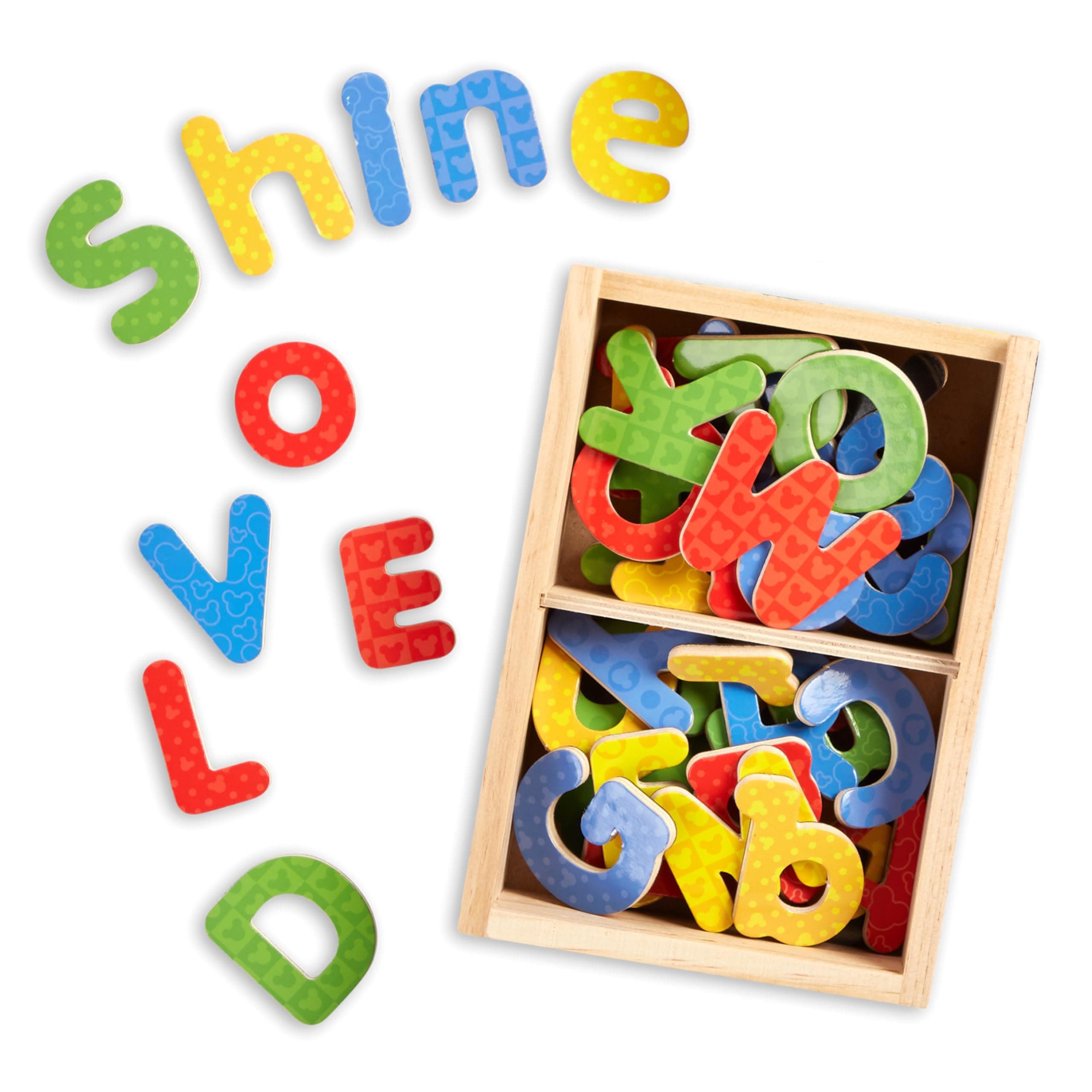 Disney Mickey and Friends Wooden Alphabet Magnets - 52 Uppercase and Lowercase Letters