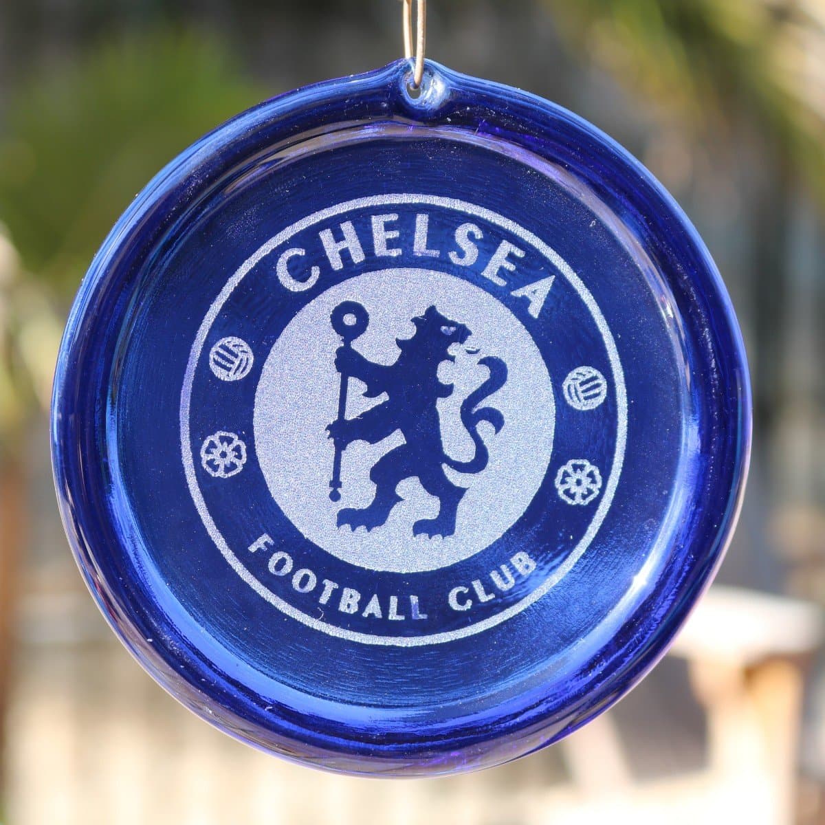 Mission Glass Works 4-Inch Etched Chelsea Lion Suncatcher from Our Soccer Collection - Made in The USA. A Great Gift for Anyone. Colorful Suncatchers Bring a Room or View to Life.