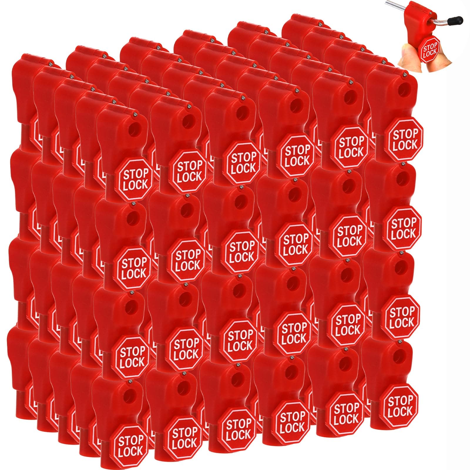 TOPZEA 120 Pack Peg Hook Locks, 6mm Plastic Magnet Security Red Stop Lock Anti-Theft Pegboard Display Hook Locks for Retail Shop and Shopping Center