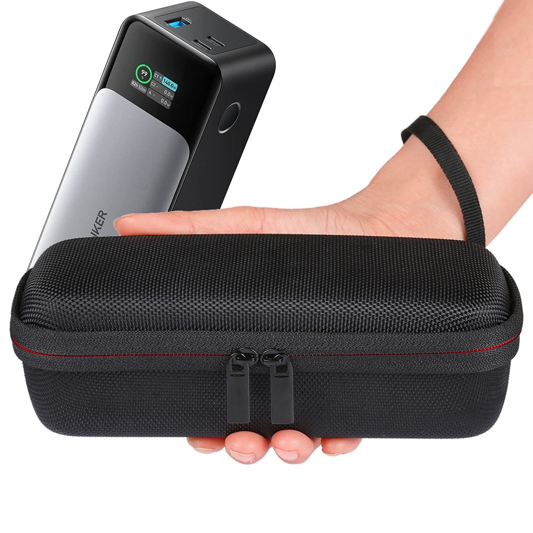Carry Case for Anker Power Bank 737 (PowerCore 24K), EVA Hard Travel Bag Box Compatible with Anker Prime 27,650mAh Power Bank (250W) & Accessories (Black)