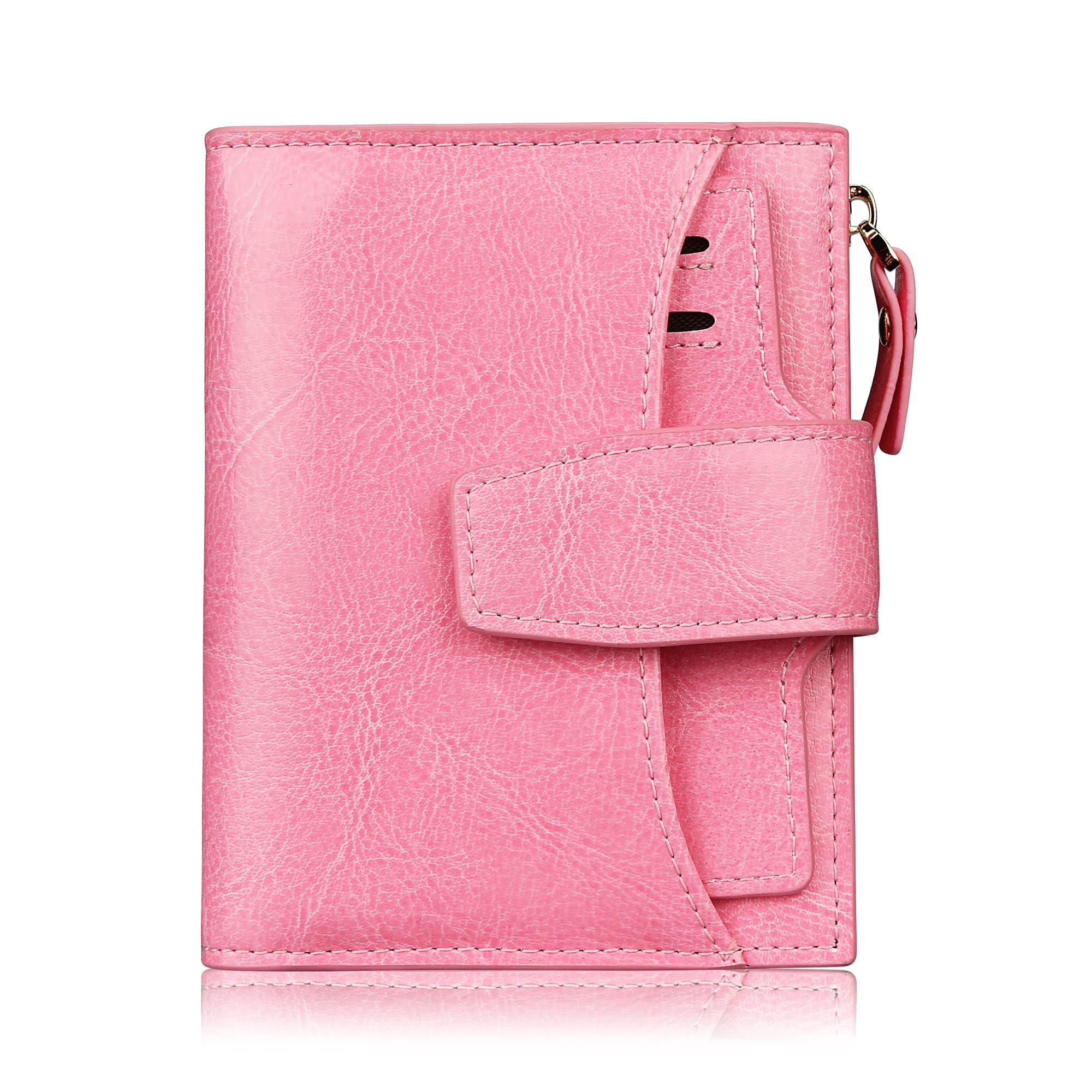 Small Wallet for Women Genuine Leather Bifold Compact RFID Blocking Small Womens Wallet with ID Window