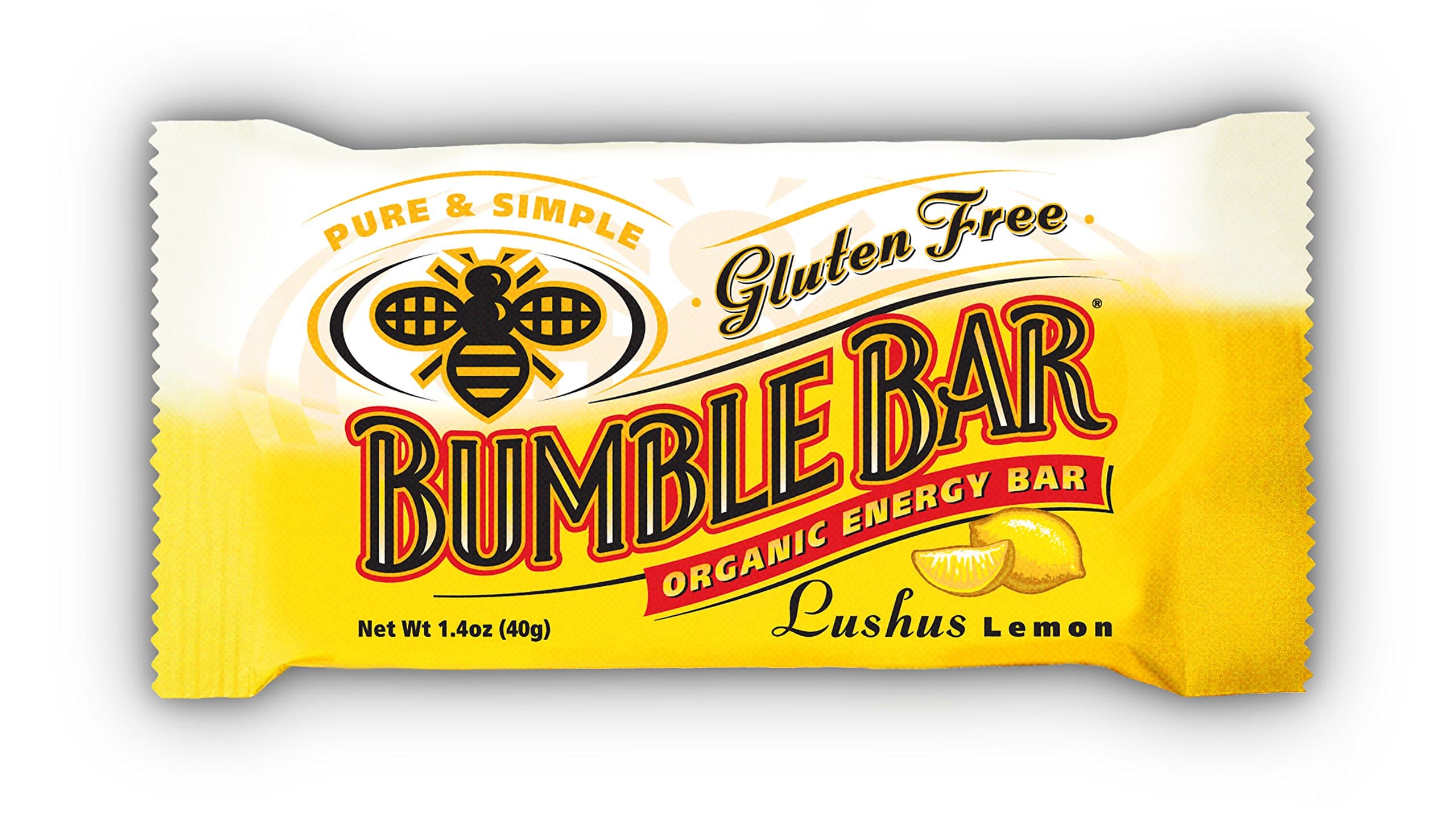 BumbleBar Organic Energy Lushus Lemon, 1.6-Ounce Bar (Pack of 12)
