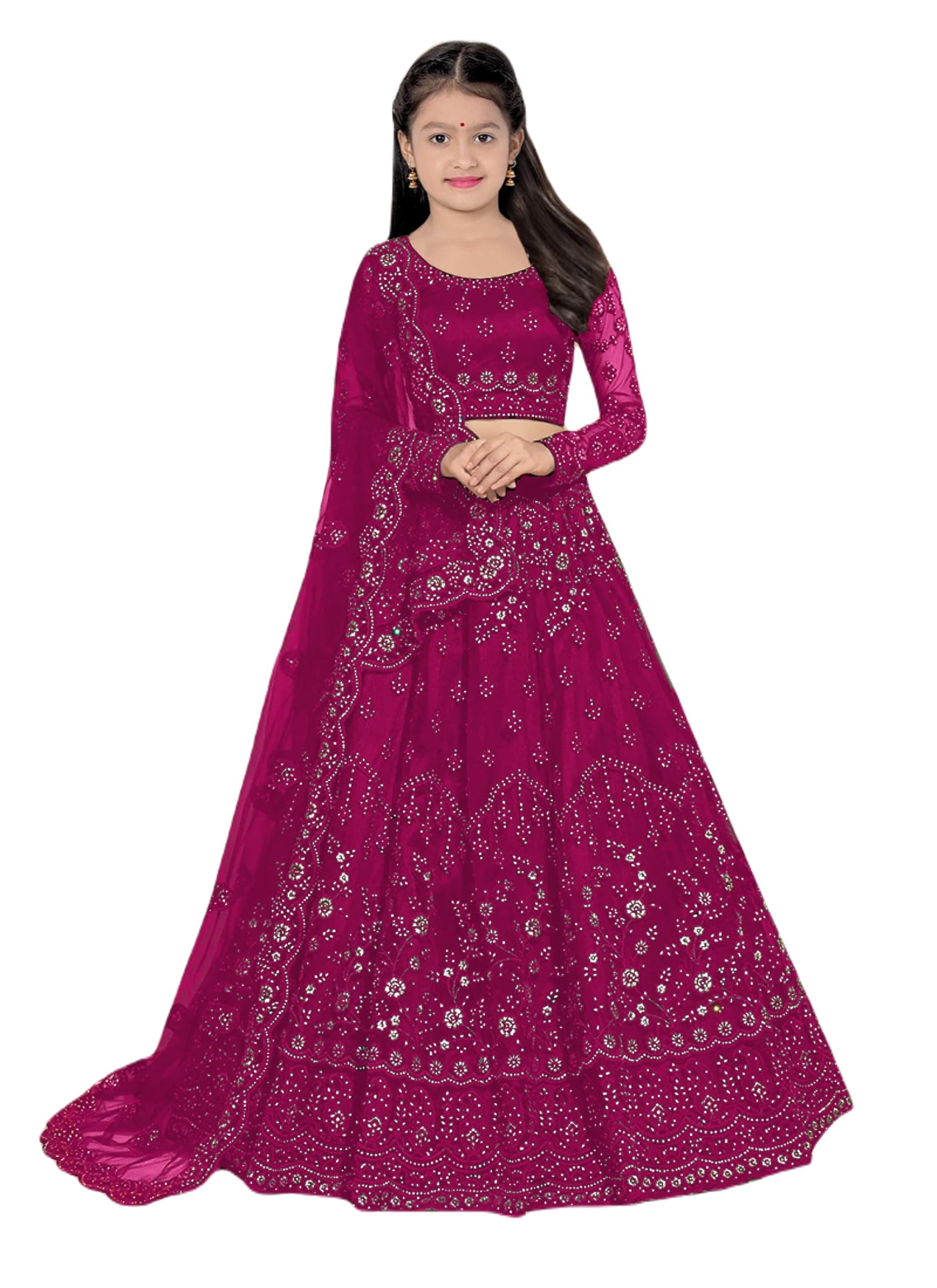 PREHANA FASHION Girls Ethnic Wear Embroidery Work Readymade Traditional Lehenga Choli With Dupatta Set