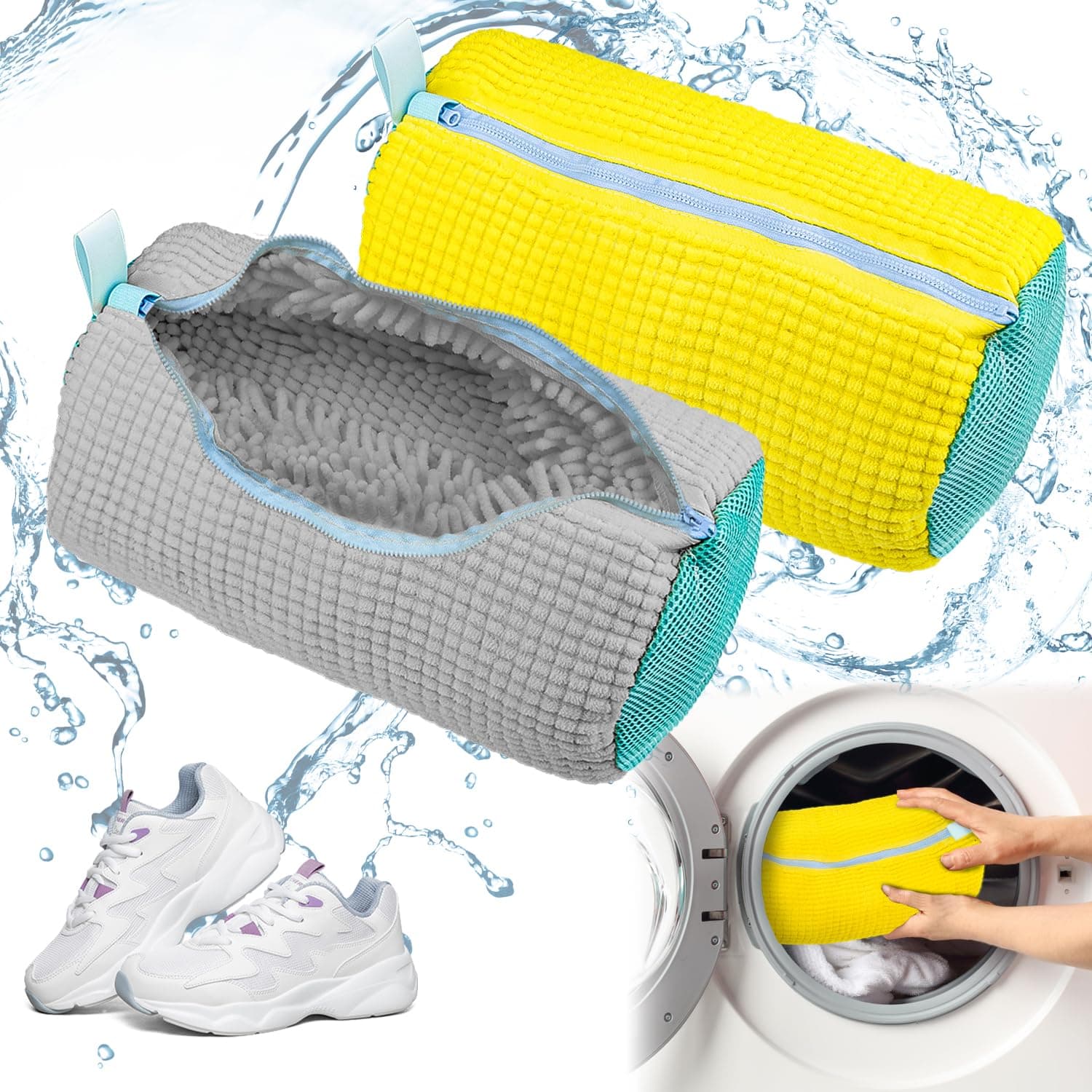2Pcs Shoe Washing Machine Bag, Trainer Washing Machine Bags,Shoe Bag for Washing Machine, Reusable Laundry Shoe Protector Laundry Bag for Shoes for Sports/Canvas Tennis Running Shoes