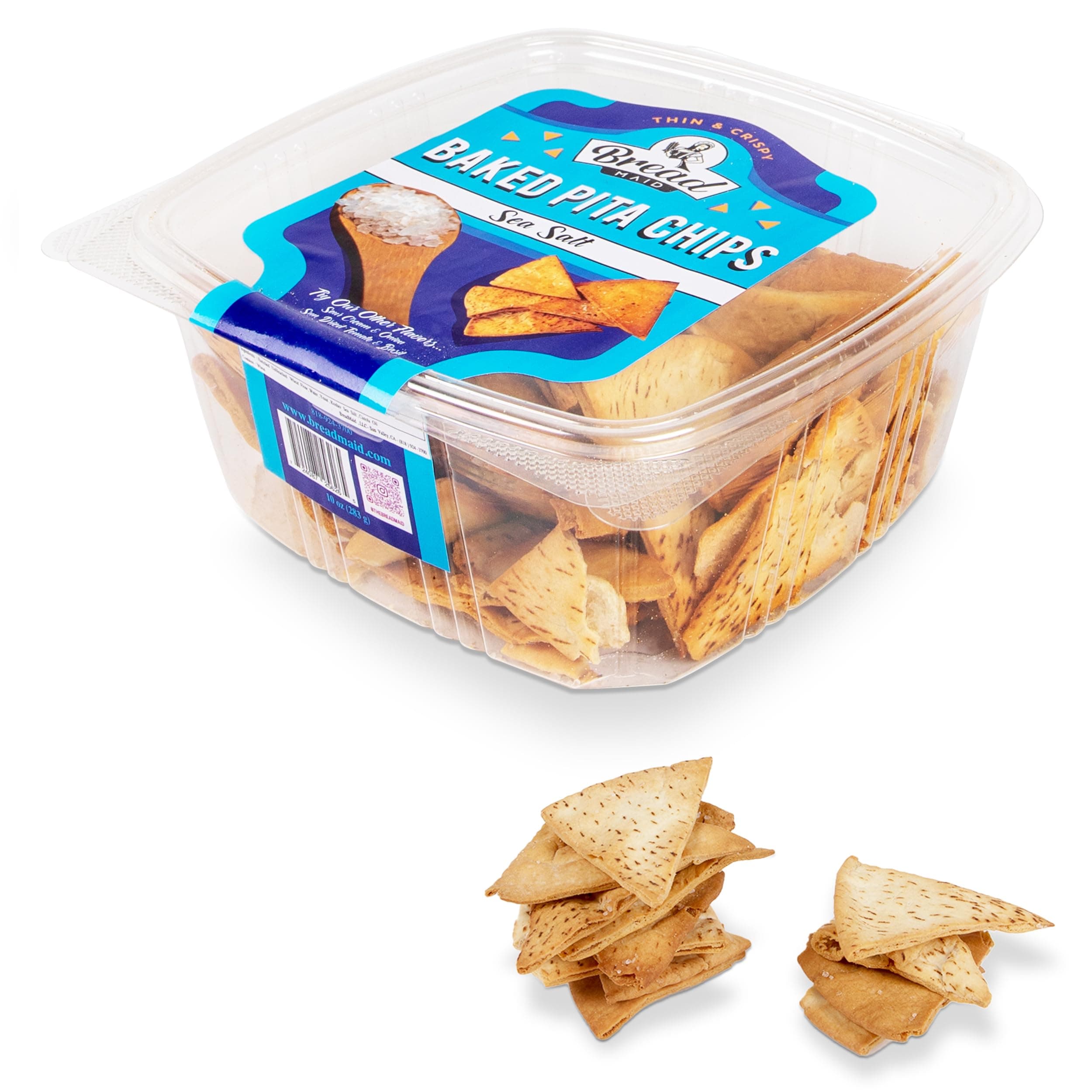 Baked Pita Chips with Sea Salt, 10 Oz (Pack of 2) - Bread Maid