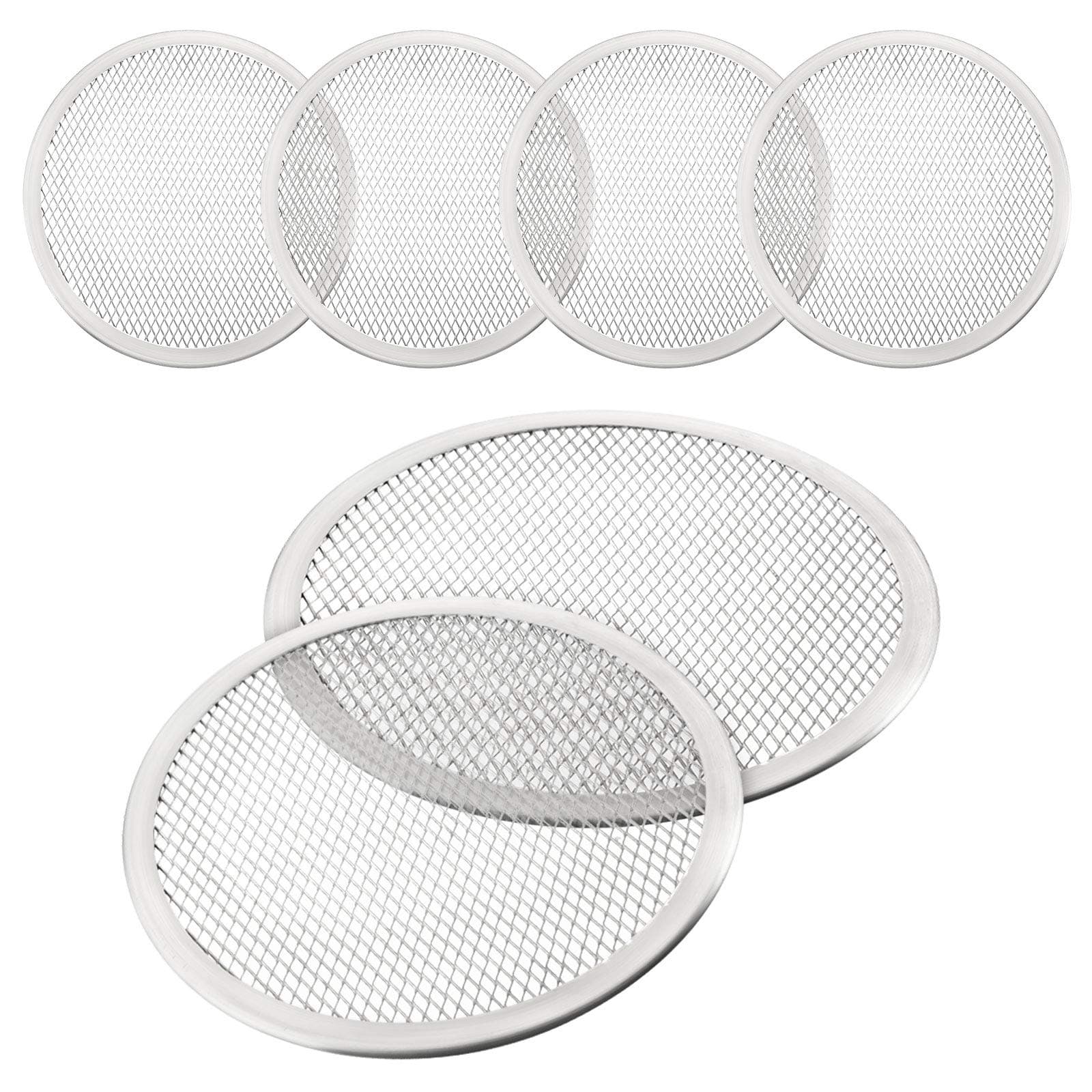 Boao 4 Pieces 10 Inch Seamless Round Pizza Screen Aluminum Mesh Pizza Screen Pizza Mesh Baking Tray for Home Kitchen Restaurant Supplies