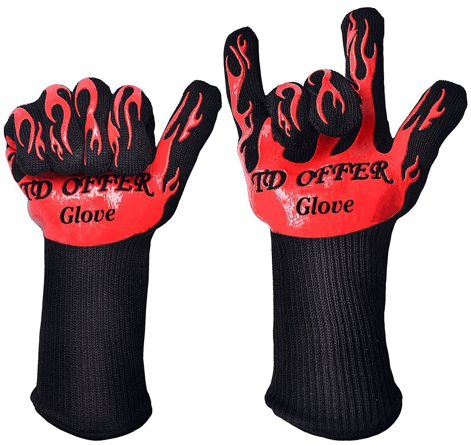 SAZACA Oven Gloves Heat Resistant,Grilling Gloves for Cooking Outdoors,Smoker,BBQ Gloves Camping with Silicone