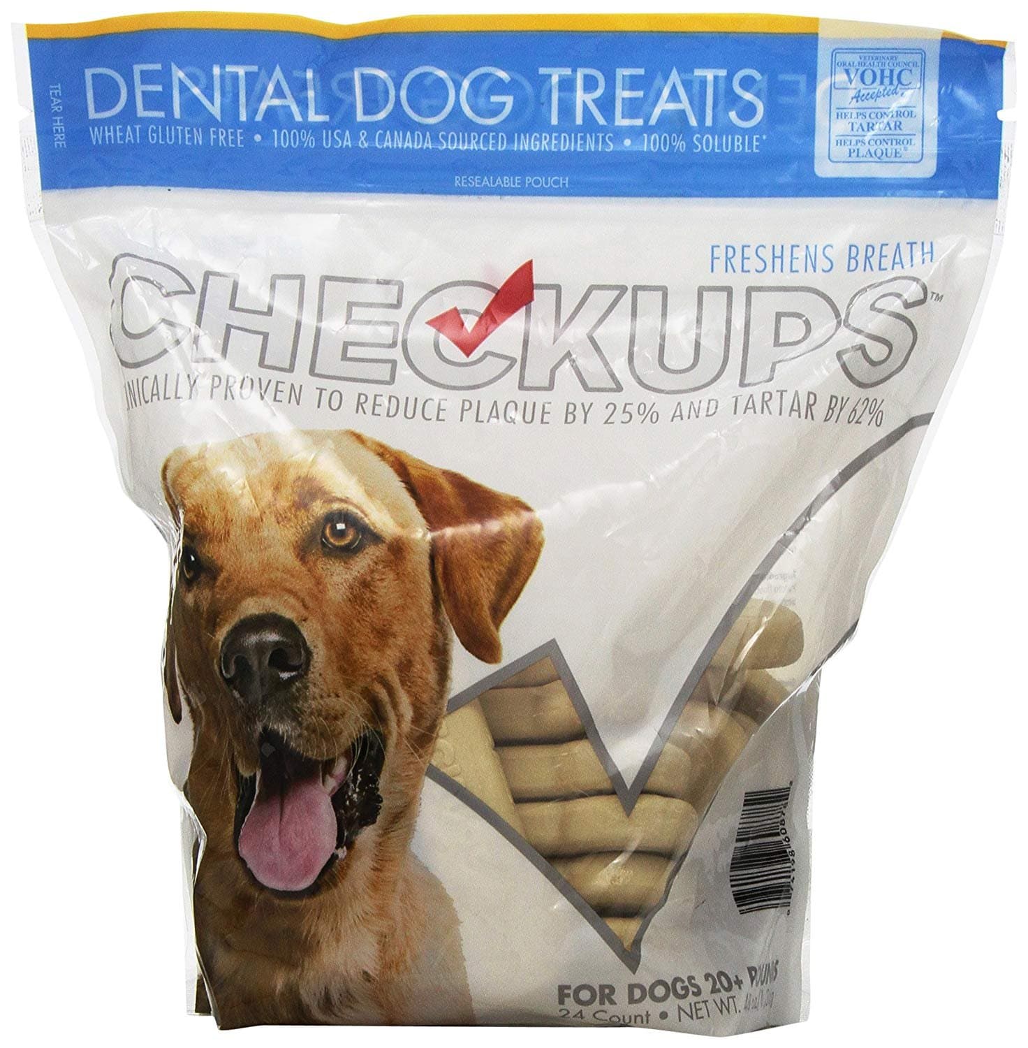 ONMOG Checkups- Dental Dog Treats, 24ct 48 oz. for Dogs 20+ pounds Value Size 3 Pack (72 Count)